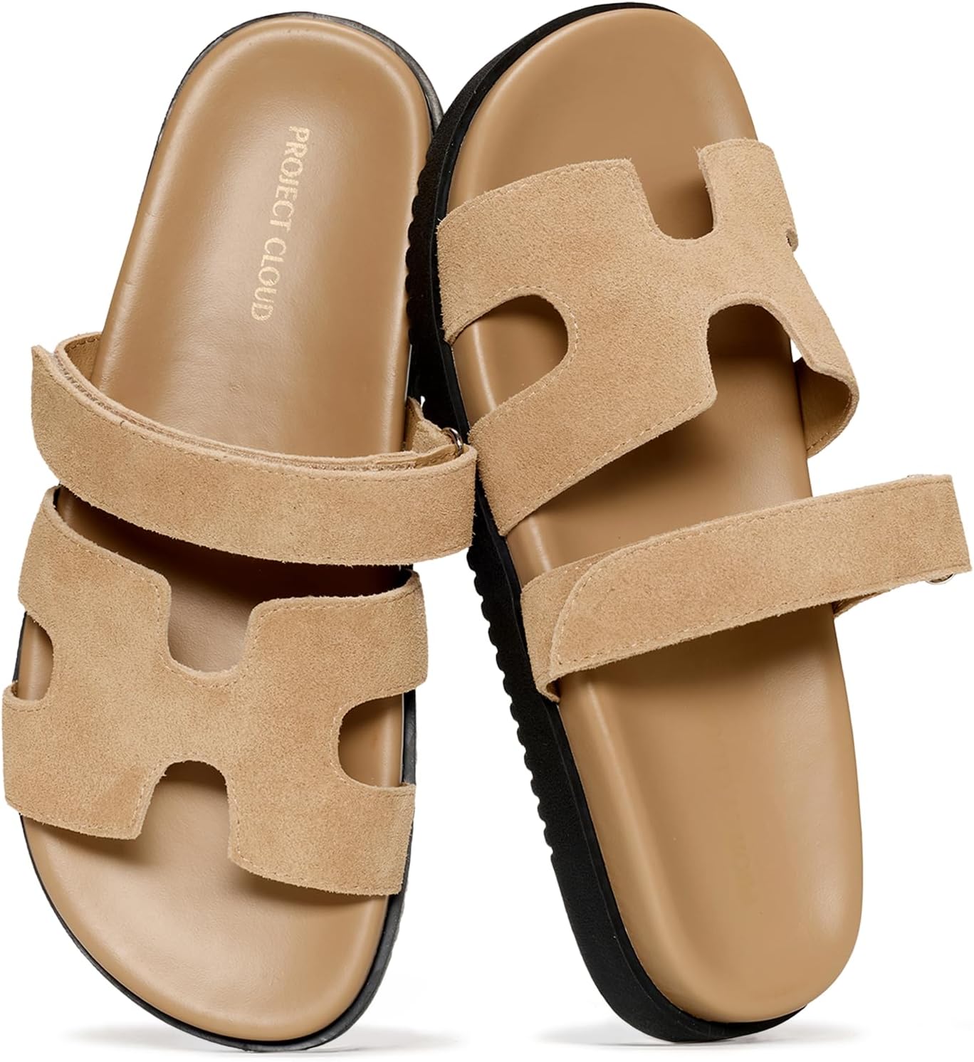 Project Cloud 100% Genuine Leather Sandals for Women Footwear – Stylish Womens Sandals with Plush & Soft Insole – Non-Slip and Water-Resistant Beach Sandals Slides for Women (Mayvy)