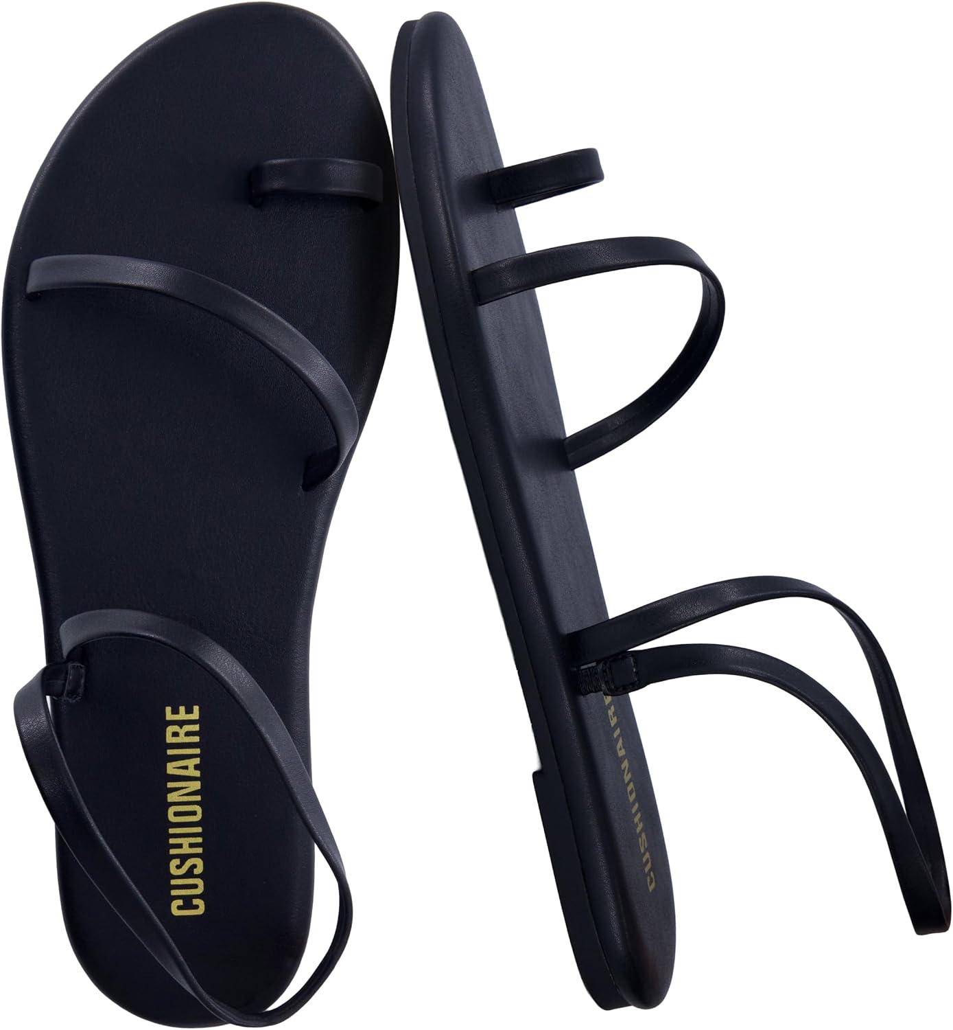 CUSHIONAIRE Chai Strappy Flip Flops for Women, Comfortable Casual Women Sandals with Memory Foam