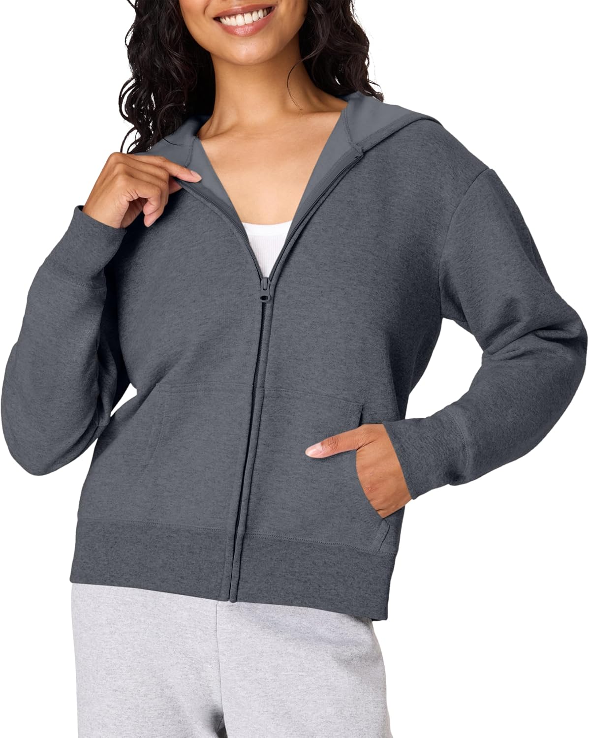 Hanes Women’s EcoSmart Fleece Sweatshirt for Women, Soft Midweight – Full-Zip Hoodie, Sweatshirt, or 1/4 Zip