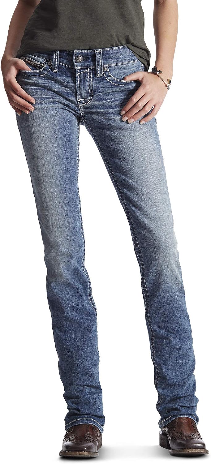 Ariat Women’s R.E.A.L. Mid Rise Stretch Icon Stackable Straight Leg Jean