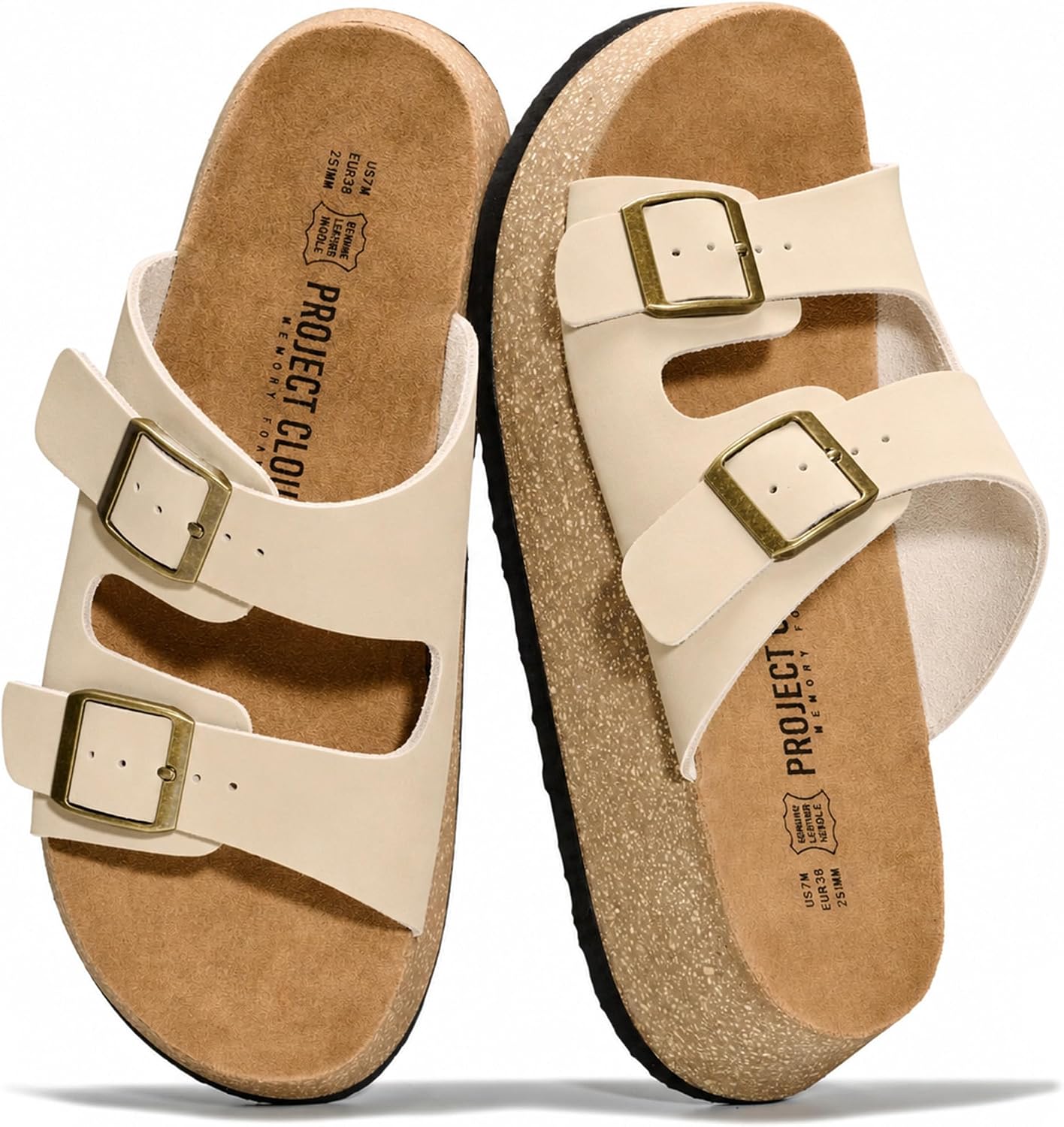 Project Cloud 100% Genuine Leather Platform Sandals Women Footwear – Plush & Soft Insole Wedge Womens Sandals – Non-Slip and Lightweight Dressy Summer Beach Sandals (Barcelona)