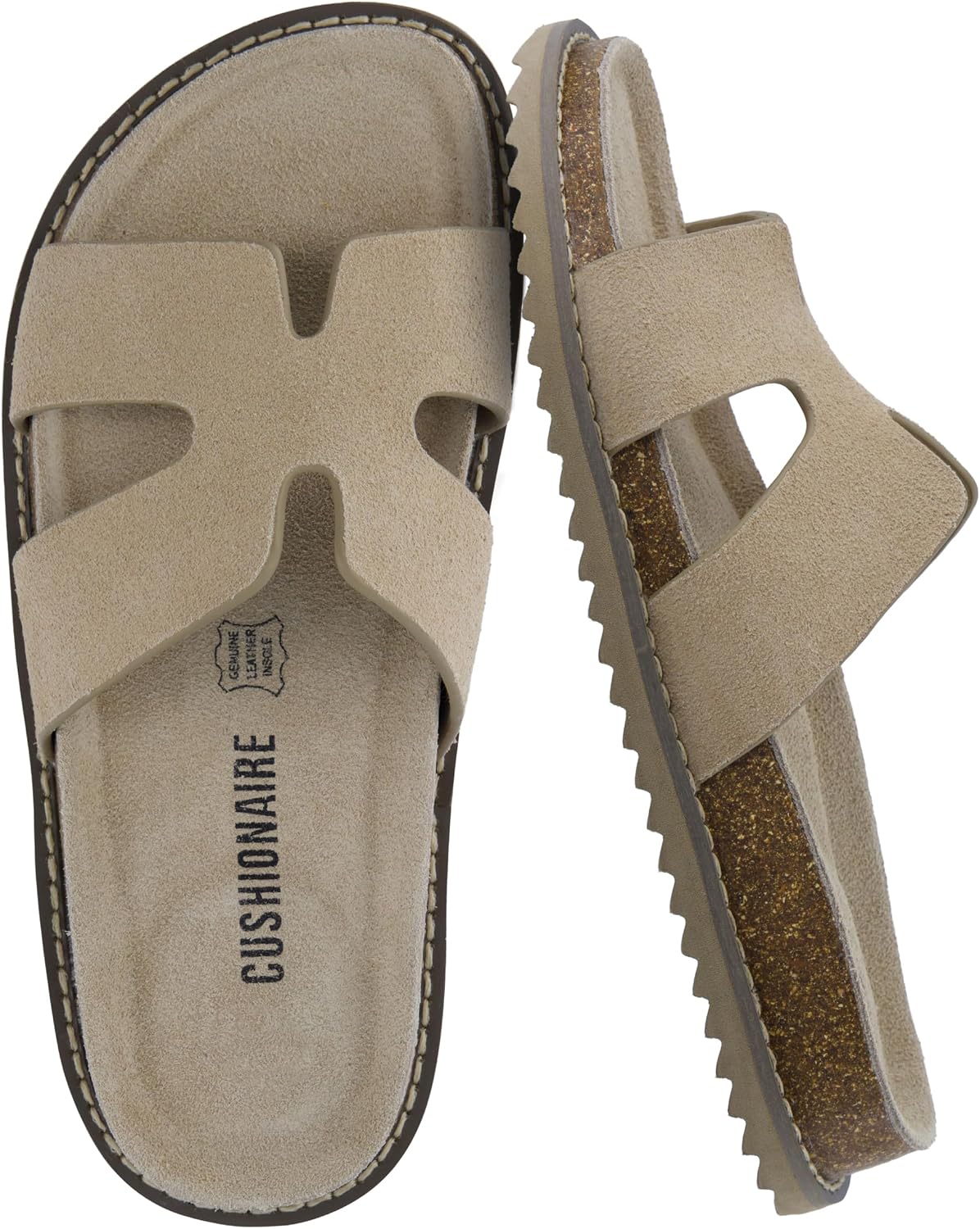 CUSHIONAIRE Women’s Wisdom Cutout Leather Slide Sandals