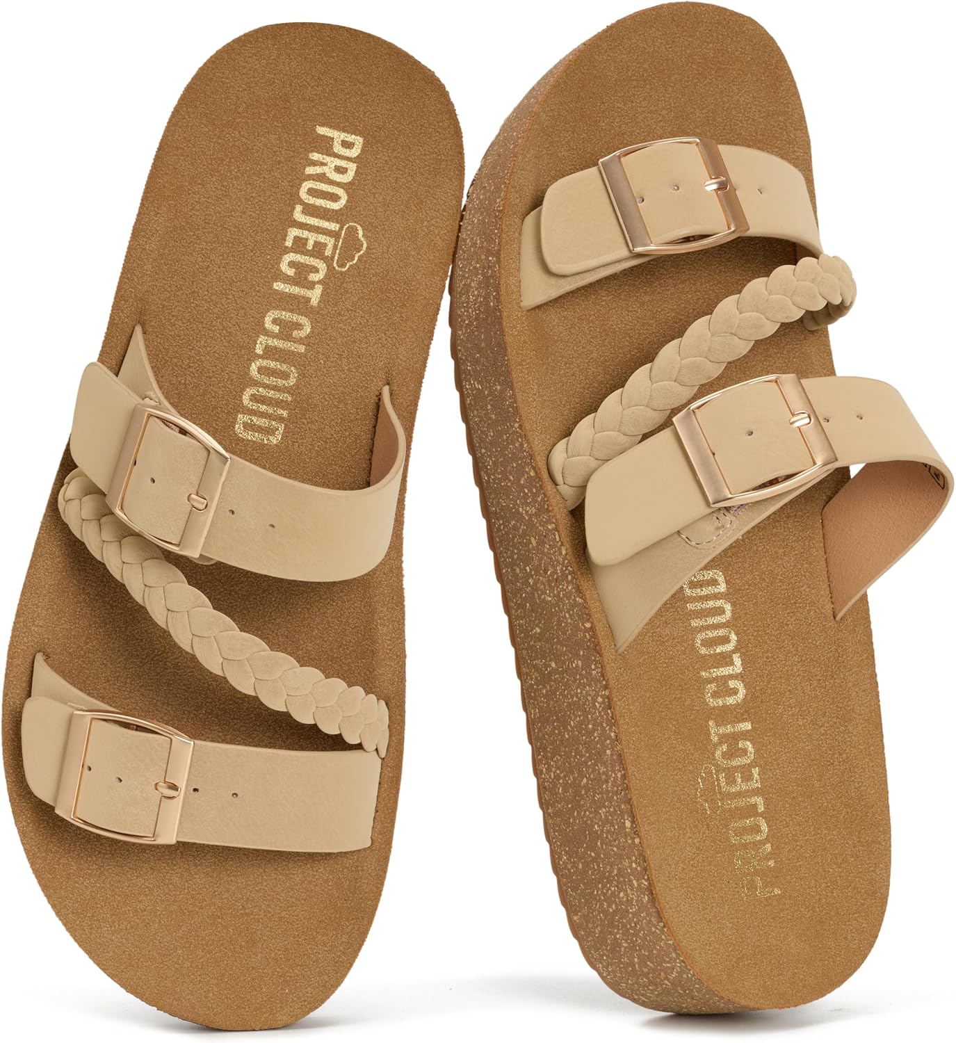 Project Cloud Platform Sandals Women – Eco-Crafted Leather Womens Summer Shoes with Lightweight Adjustable Buckle and Non-Slip Outsole Summer Sandals for Women 2026