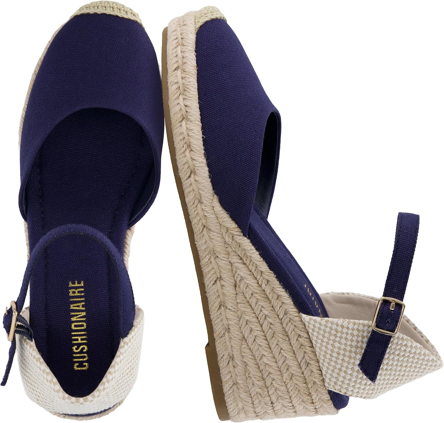 CUSHIONAIRE Elche Closed Toe Wedge Sandals for Women, Platform Espadrilles Heels With Adjustable Buckle