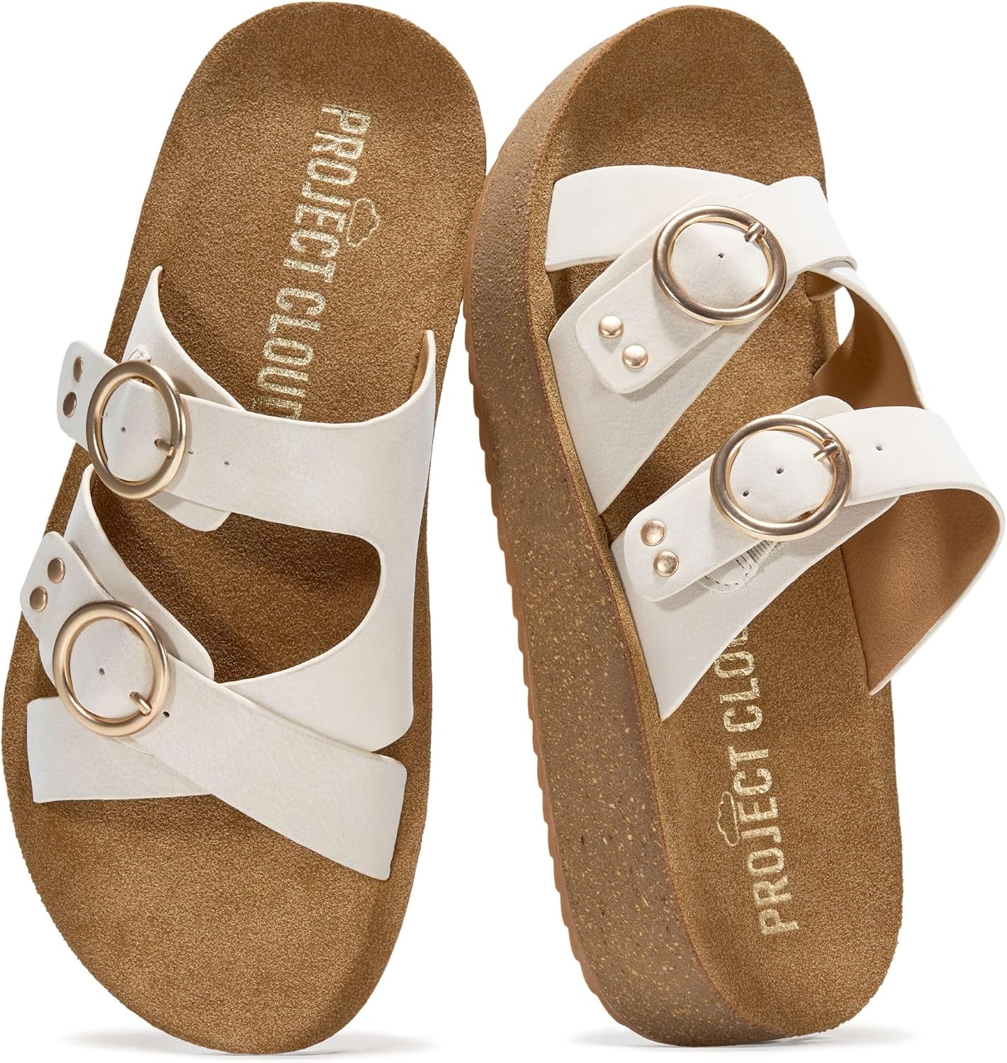 Project Cloud Platform Sandals Women – Eco-Crafted Leather Womens Summer Shoes with Lightweight Adjustable Buckle and Non-Slip Outsole Summer Sandals for Women 2026
