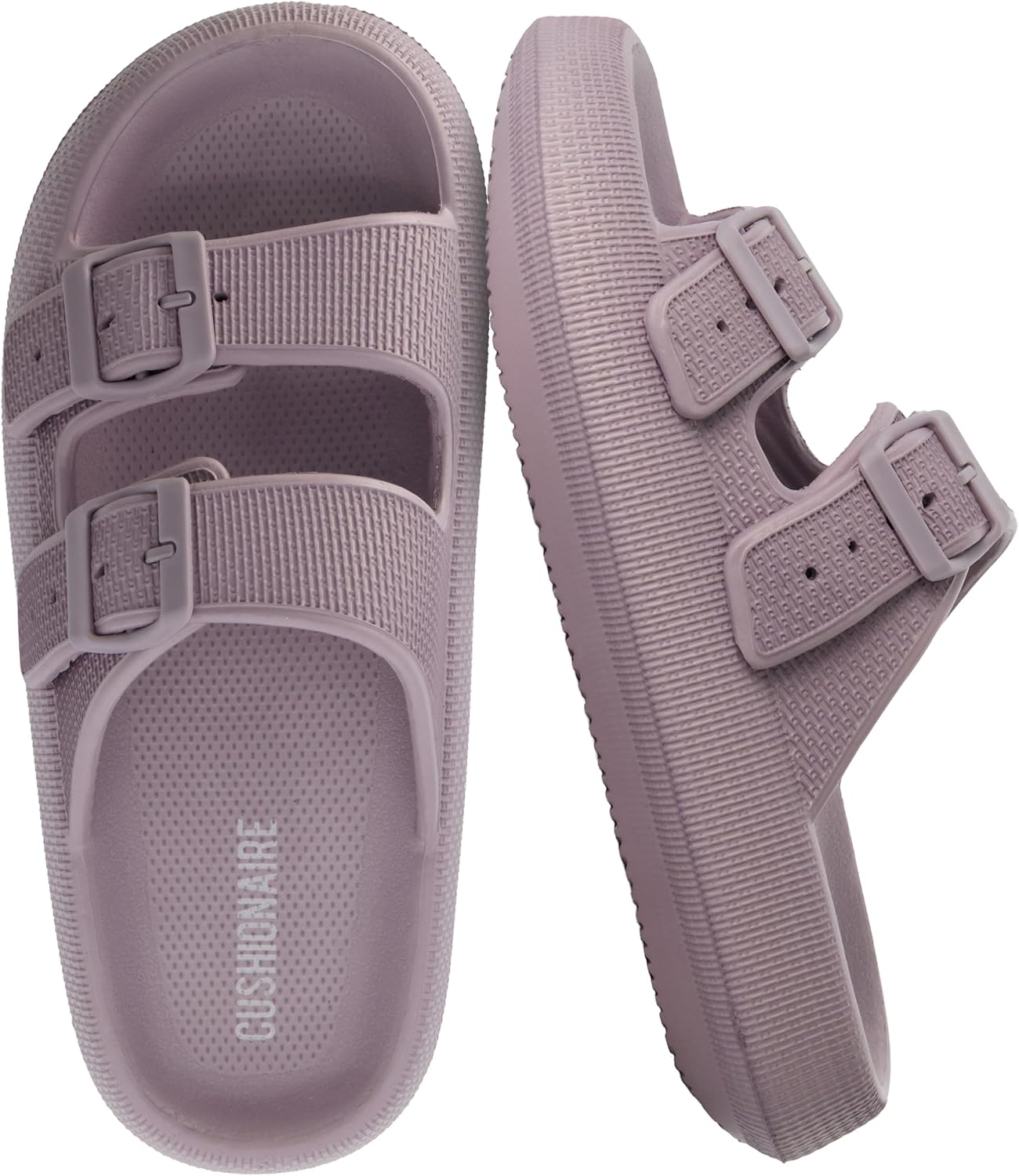 CUSHIONAIRE Fame Pillow Recovery Sandals for Women, Adjustable Double Buckle Waterproof EVA Cloud Slides for Women