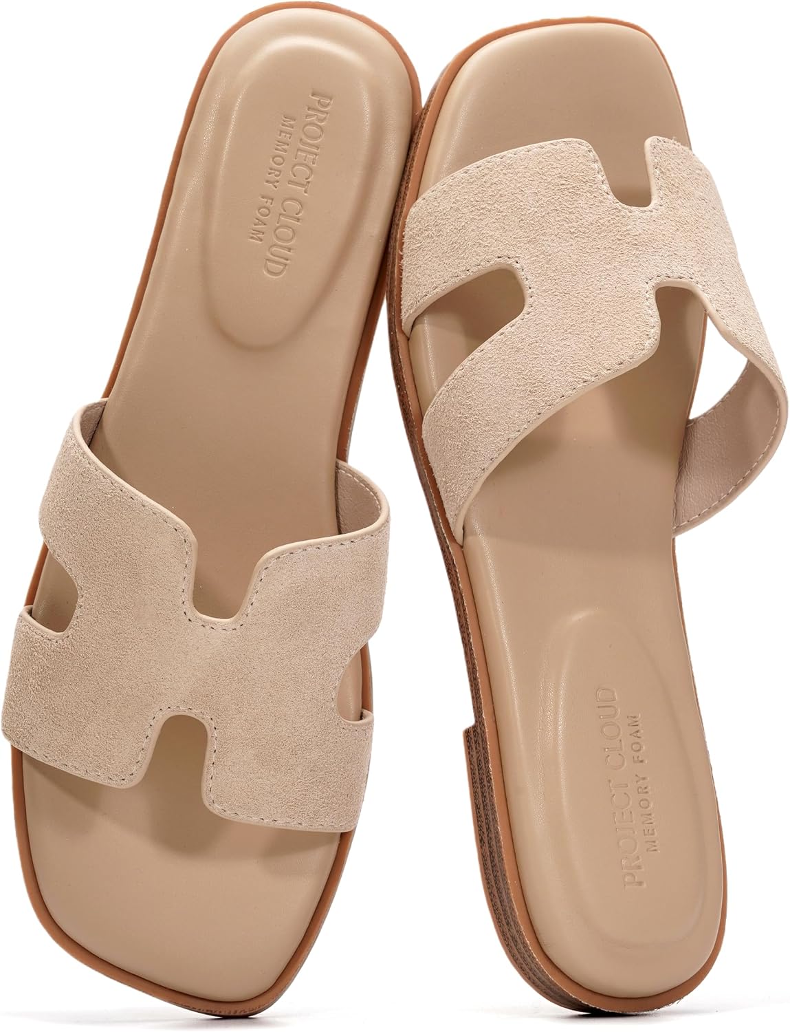 Project Cloud 100% Genuine Leather Sandals for Women 2026 – Fashion Flat Womens Sandals with Memory Foam Insole Slides Sandals Women Footwear – Mules Women’s Sandals (Jannel)