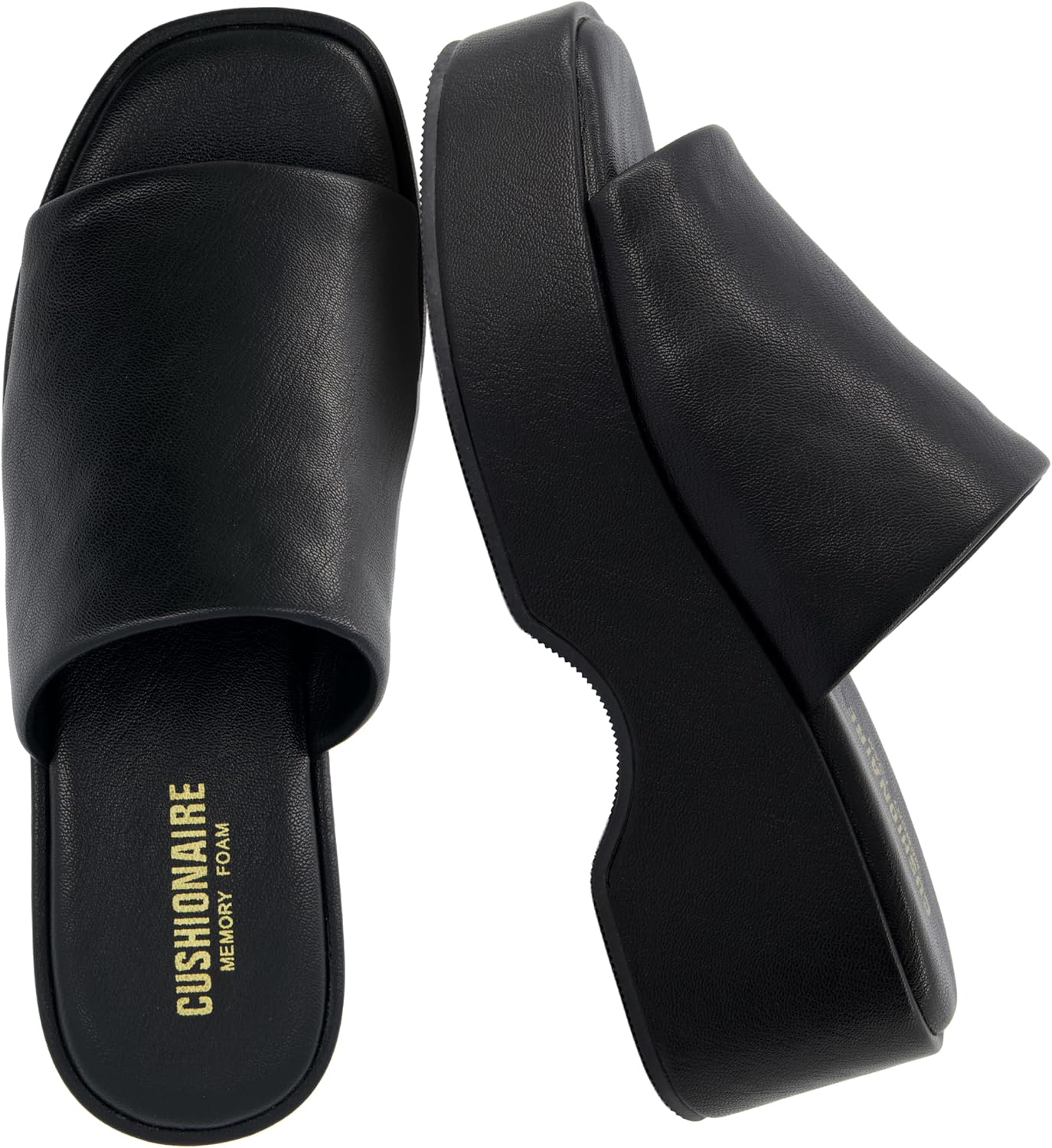 CUSHIONAIRE Spin Womens Platform Sandals, Slip On Dressy Wedge Slides with Memory Foam