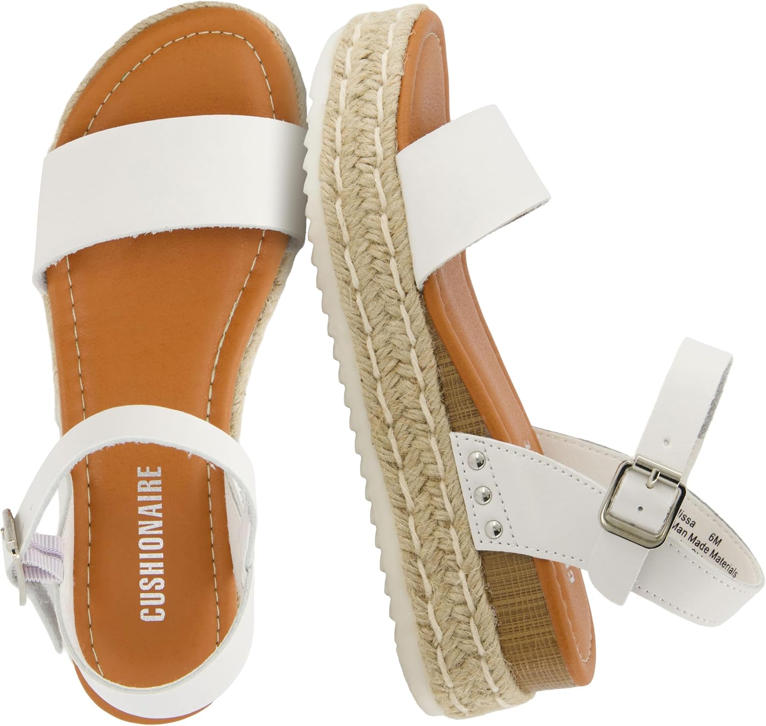 CUSHIONAIRE Melissa Espadrille Platform Sandals For Women with Adjustable Ankle Strap and Memory Foam Insole-Comfortable Womens Sandals for Summer
