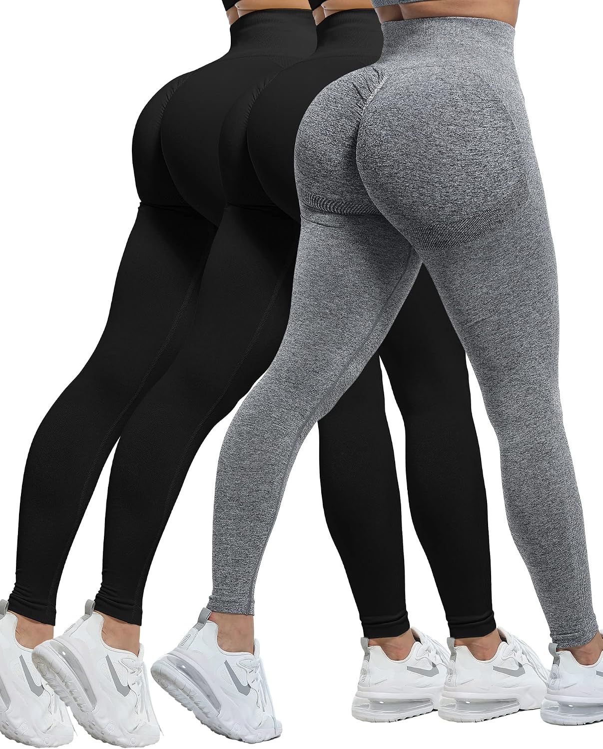 CHRLEISURE Workout Leggings Sets for Women, Gym Scrunch Butt Butt Lifting Seamless Leggings 3 Piece