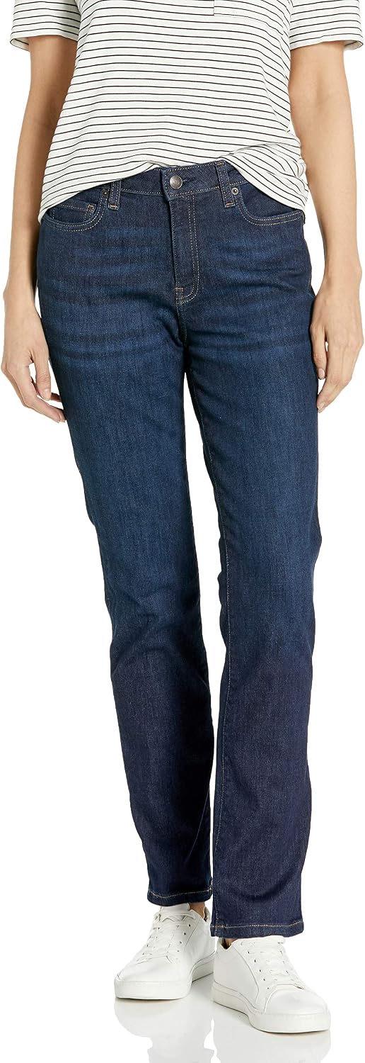 Amazon Essentials Women’s Mid Rise Slim Straight Stretch Denim Jeans – Discontinued Colors