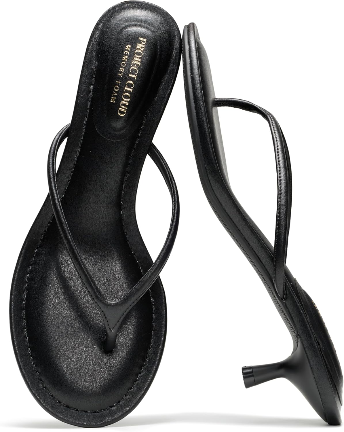 Project Cloud 100% Genuine Leather Kitten Heels for Women Footwear – Memory Foam Fashion Thong Heels for Women – Lightweight Summer Sandals for Womens 2026 (Mango)