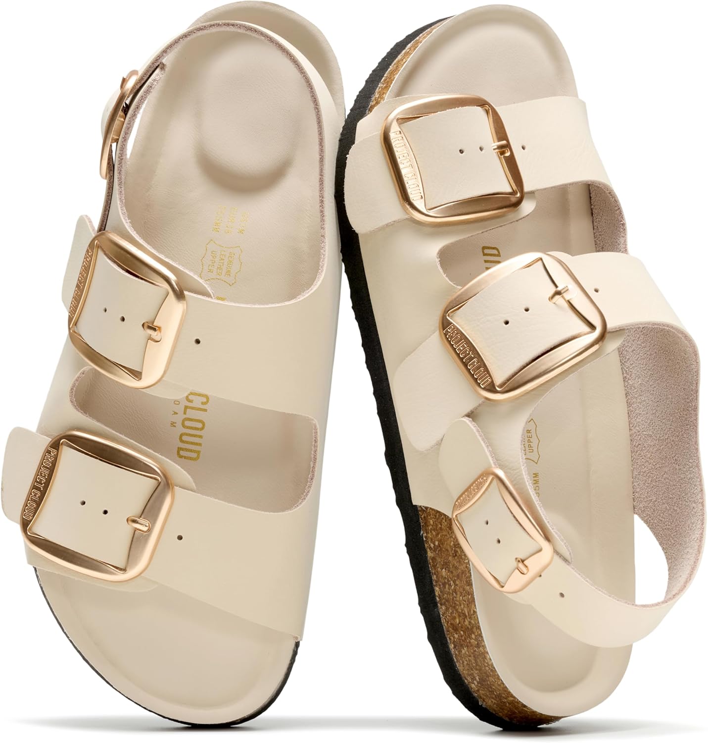 Project Cloud 100% Genuine Leather Beach Sandals for Women 2026 with Lightweight & Comfortable Slides for Women – Non Slip with Memory Foam Slingback Womens Sandals 2026 (Garda)