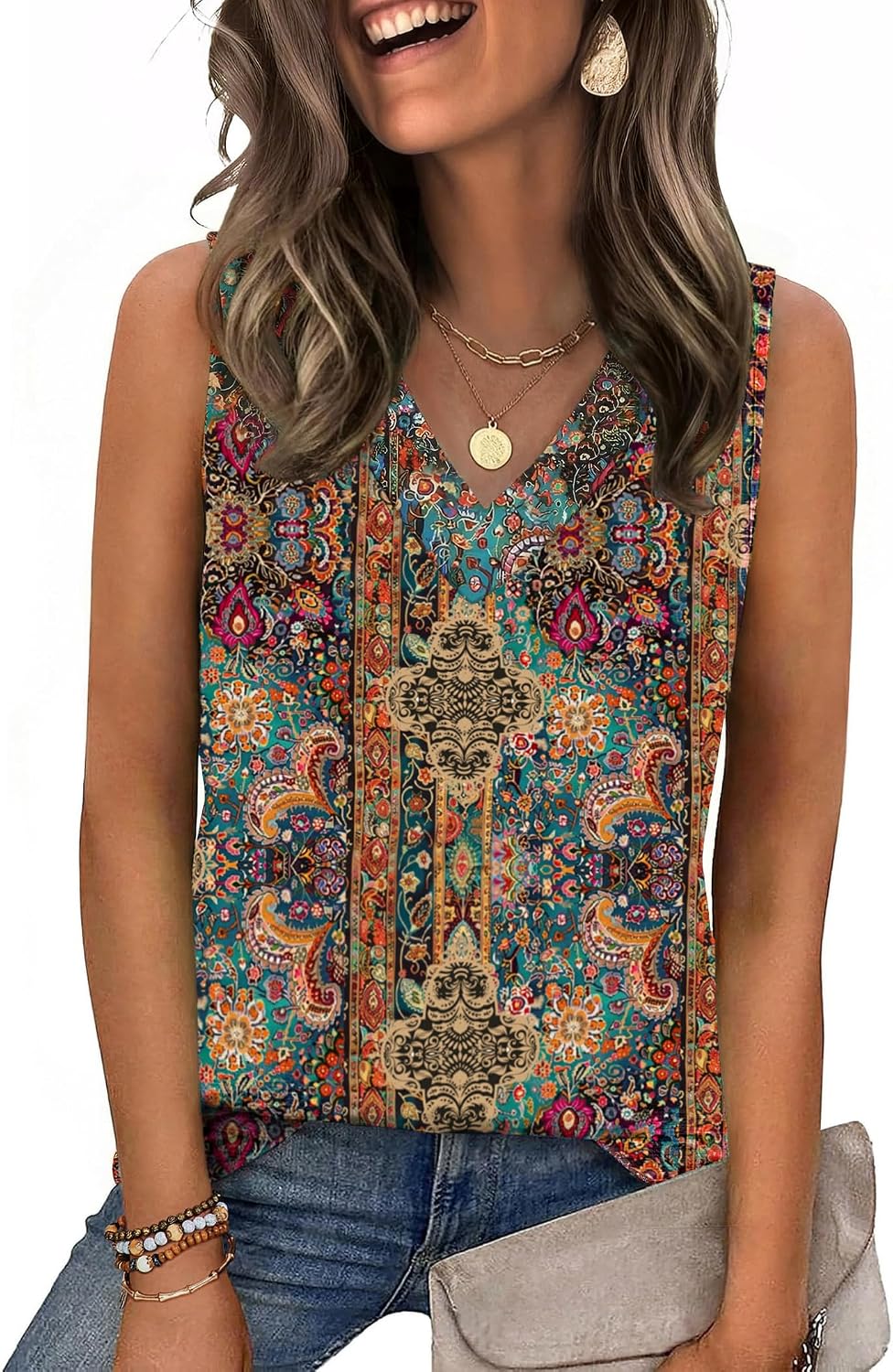 Zeagoo Tank Top for Women V Neck Loose Fit Sleeveless Summer Tops Business Casual Outfits Dressy Blouses Shirts