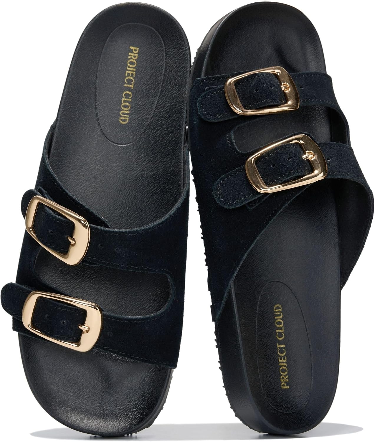 Project Cloud 100% Genuine Leather Womens Sandals Comfortable Plush & Soft Insole Sandals Women – Non-Slip Flat Sandals for Women 2026 – Lightweight Womens Slides