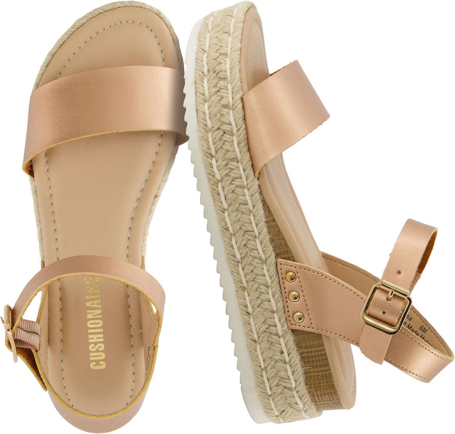 CUSHIONAIRE Melissa Espadrille Platform Sandals For Women with Adjustable Ankle Strap and Memory Foam Insole-Comfortable Womens Sandals for Summer