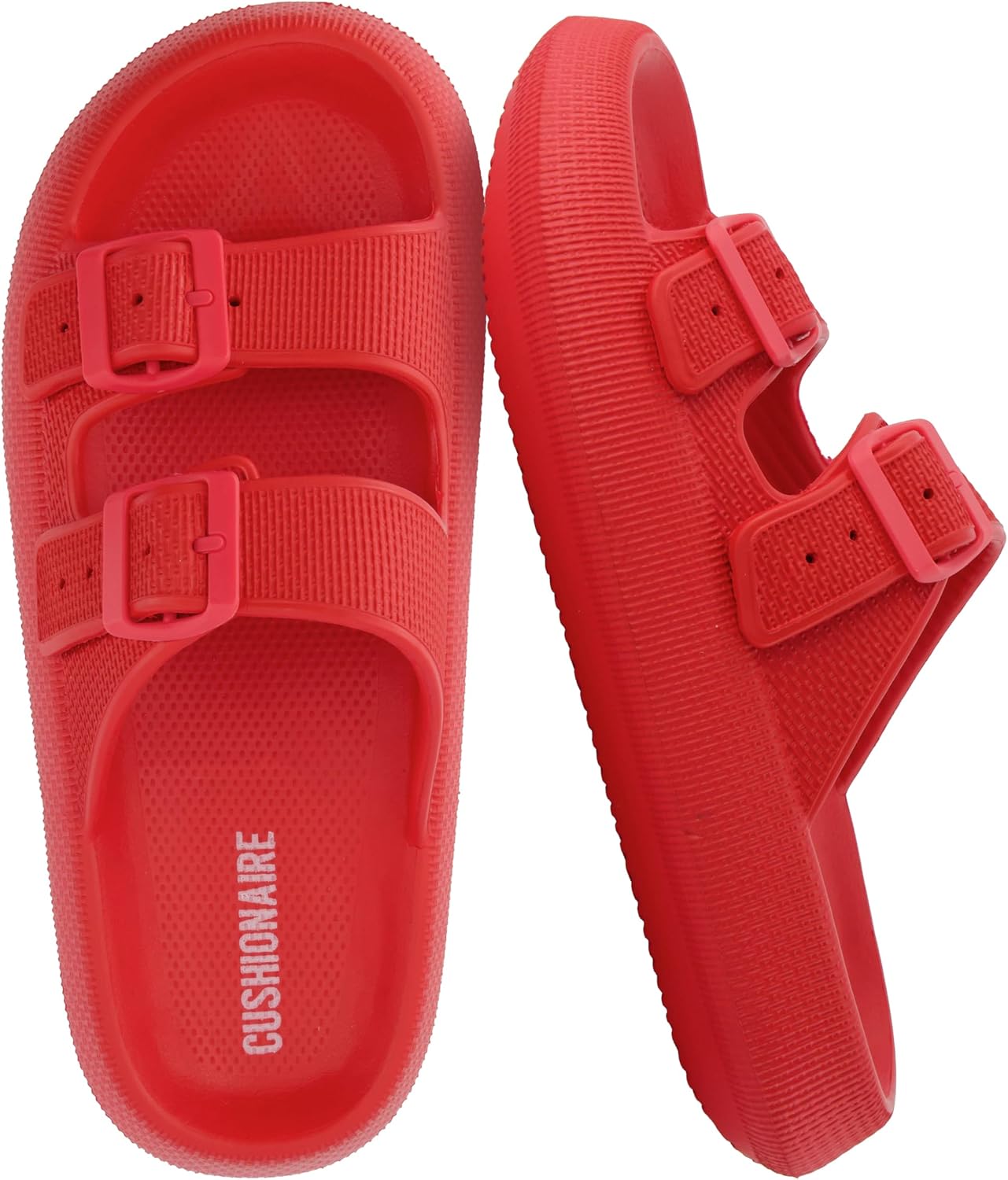 CUSHIONAIRE Fame Pillow Recovery Sandals for Women, Adjustable Double Buckle Waterproof EVA Cloud Slides for Women