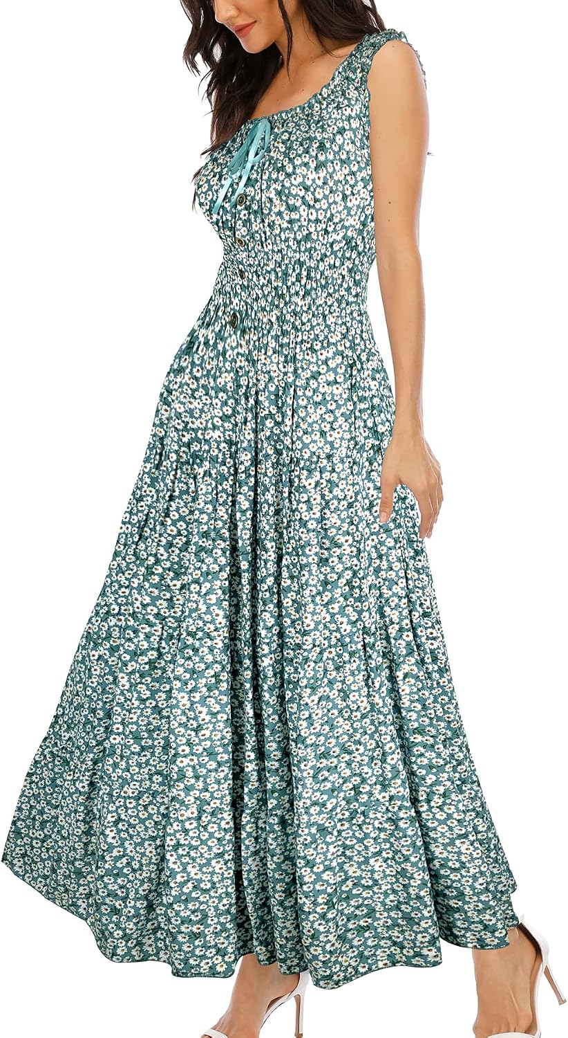 OSTOO Women’s 2026 Summer Boho Floral Print Tiered Casual Flowy Long Maxi Dress