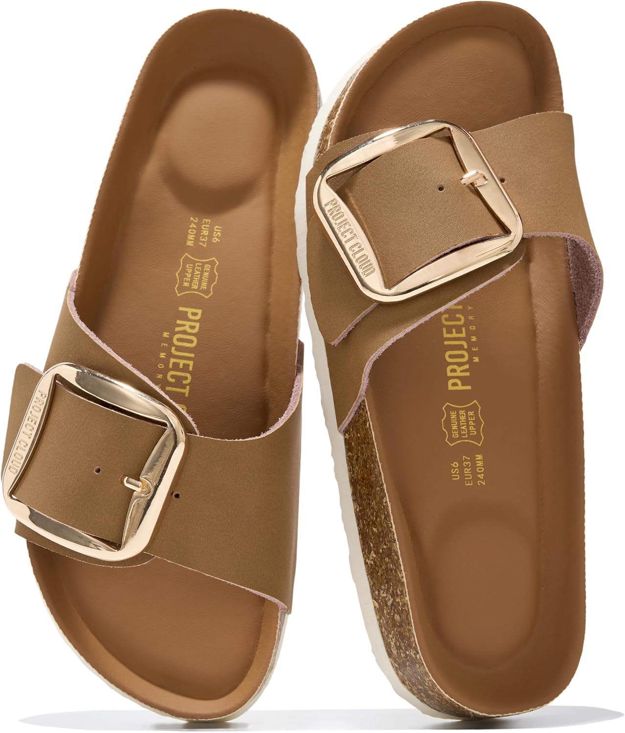 Project Cloud 100% Genuine Leather Sandals Women Dressy Beach Essentials Slides for Women Footwear – Lightweight with Memory Foam Insole Sandals for Women 2026 – Womens Slides