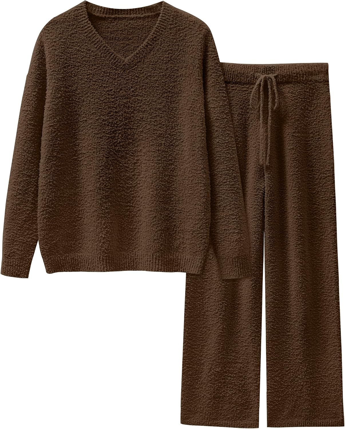 ANRABESS Lounge Sets for Women Fuzzy Fleece Pajama Sets 2 Piece Outfits Cozy Sweater Matching Set 2026 Fall Winter Loungewear