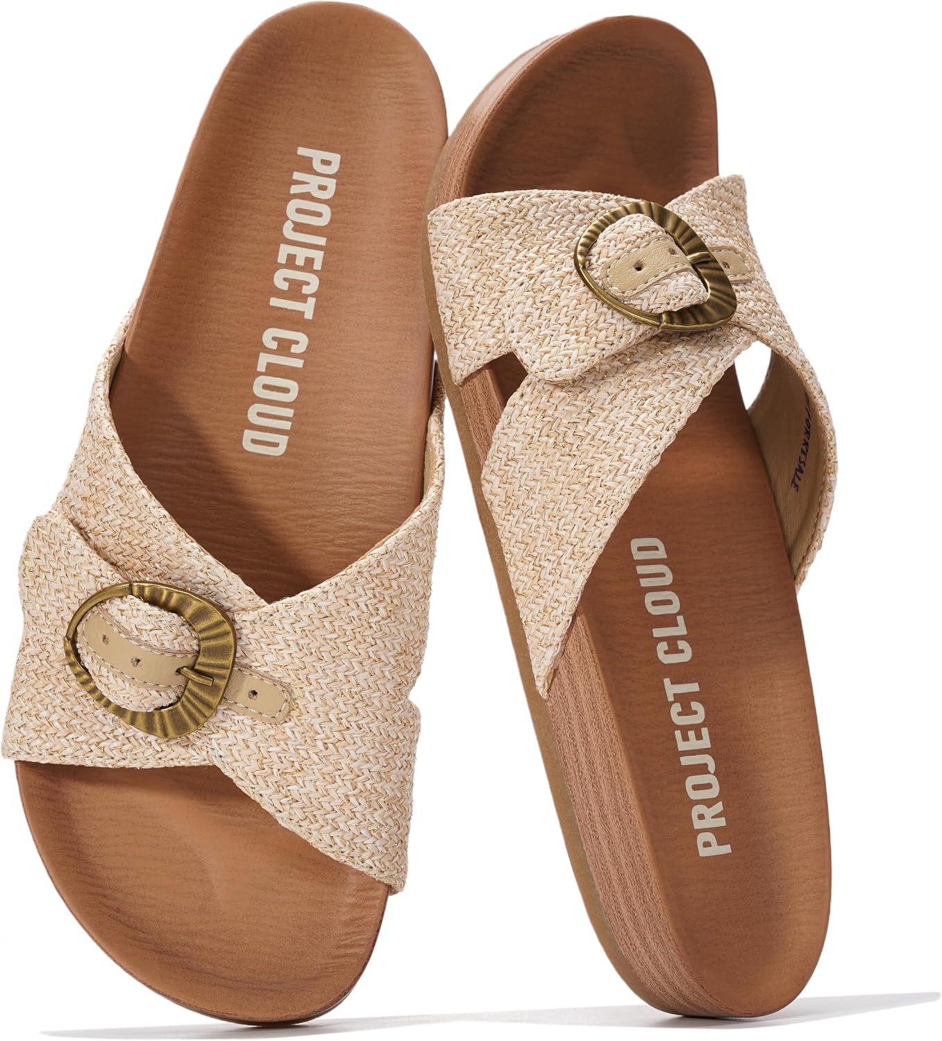 Project Cloud Womens Sandals – Adjustable Buckle Sandals for Women 2026 with Plush Insole – Lightweight & Non Slip Slides for Women Footwear