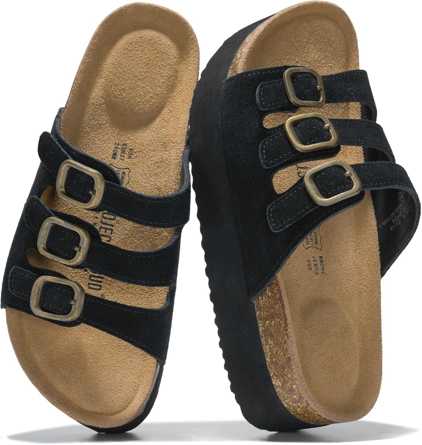 Project Cloud 100% Genuine Leather Platform Sandals Women Footwear – Comfortable Womens Slides Memory Foam Insole – Non Slip Water-Resistant 3-Strap Wedge Sandals for Women 2026