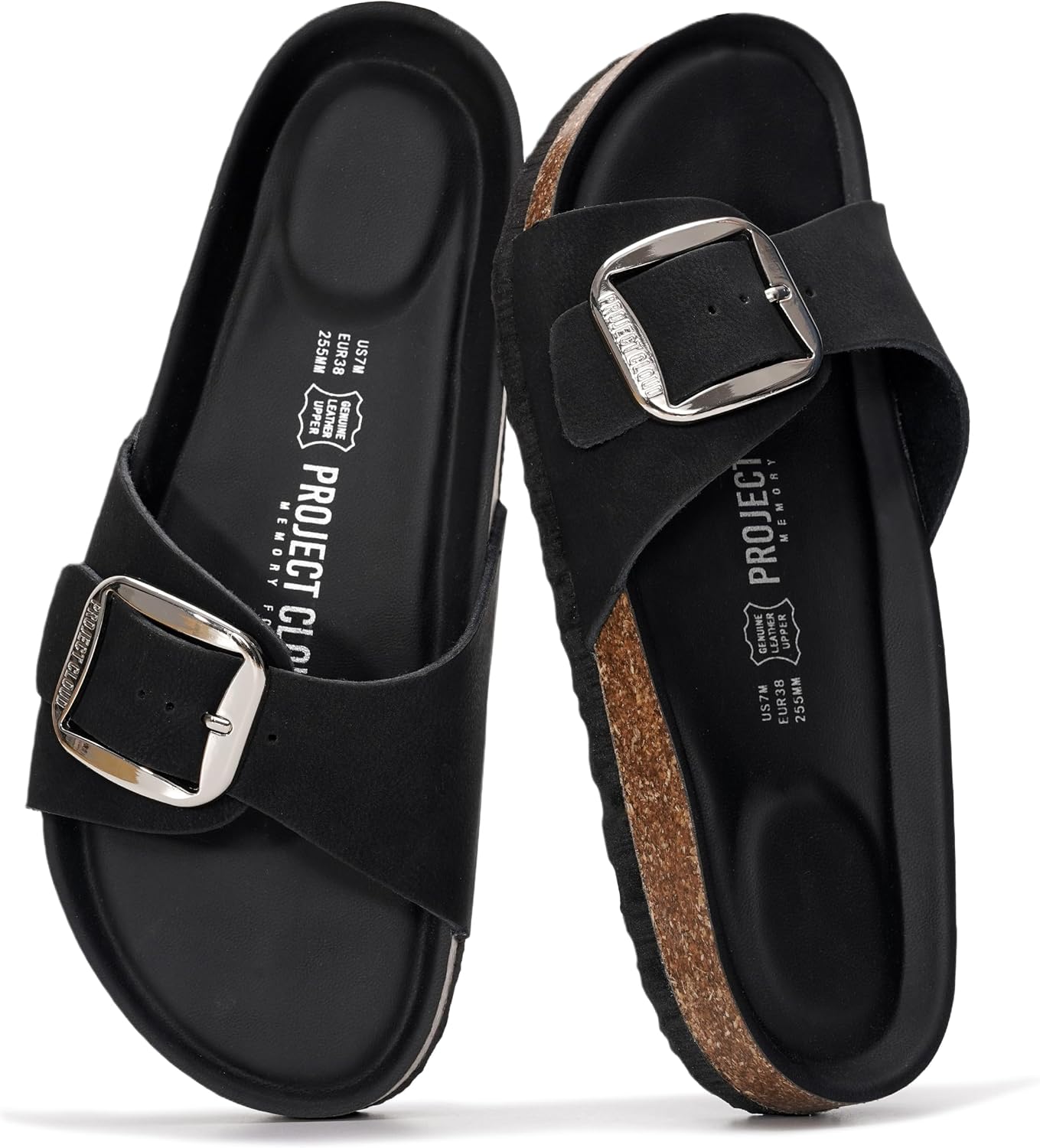 Project Cloud 100% Genuine Leather Sandals Women Dressy Beach Essentials Slides for Women Footwear – Lightweight with Memory Foam Insole Sandals for Women 2026 – Womens Slides