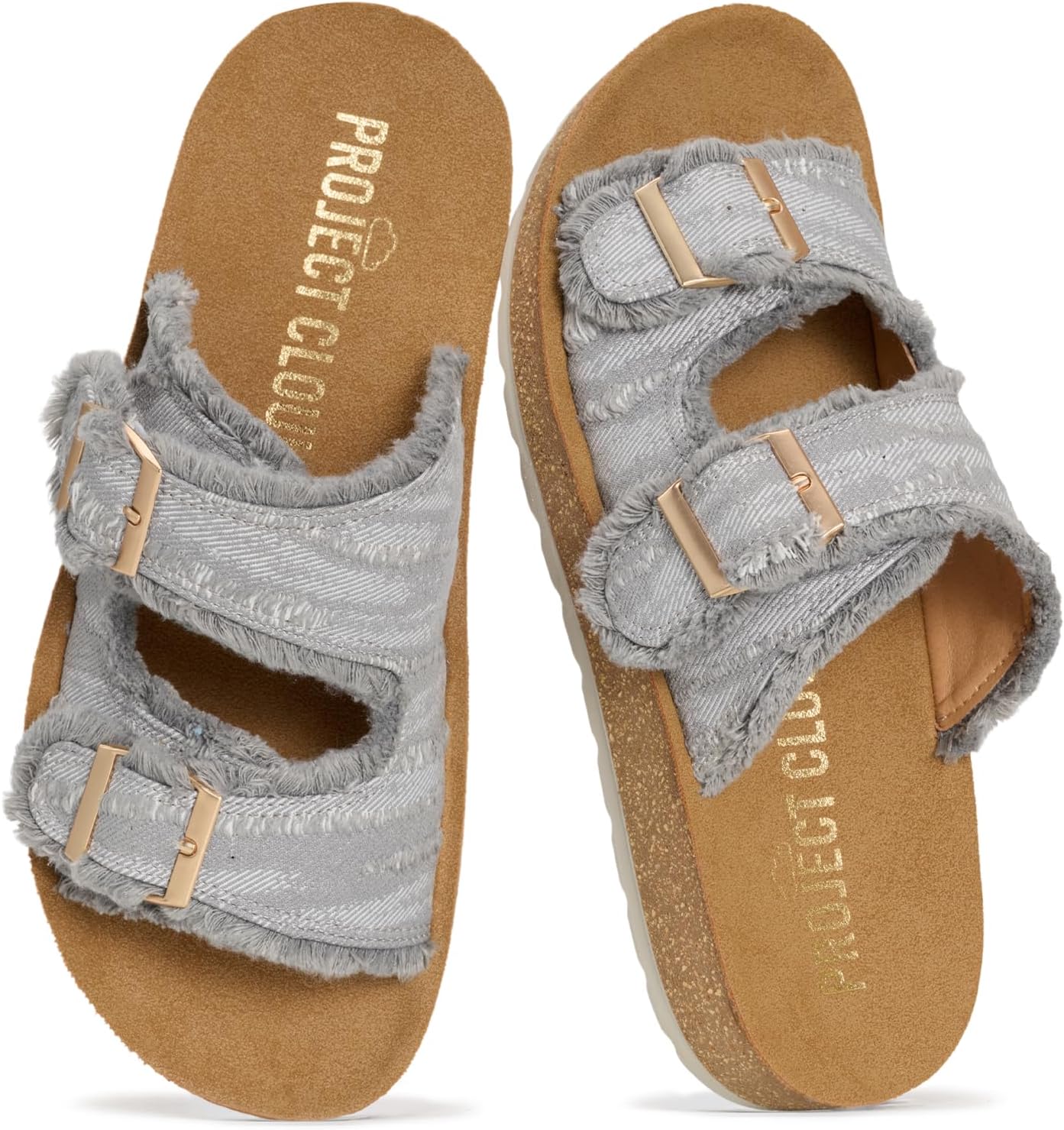 Project Cloud Comfortable Sandals Women – Lightweight with Plush & Soft Insole Buckle Womens Sandals – Non Slip and Durable Fashion Platform Frayed Sandal for Women 2026 (LIGHT)