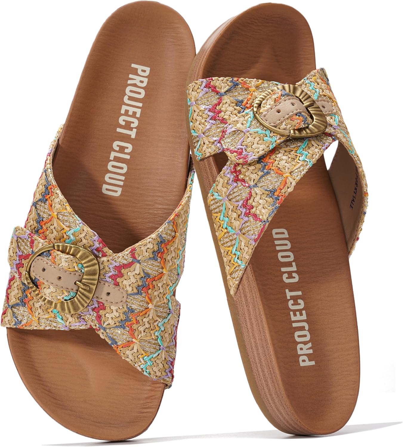 Project Cloud Womens Sandals – Adjustable Buckle Sandals for Women 2026 with Plush Insole – Lightweight & Non Slip Slides for Women Footwear