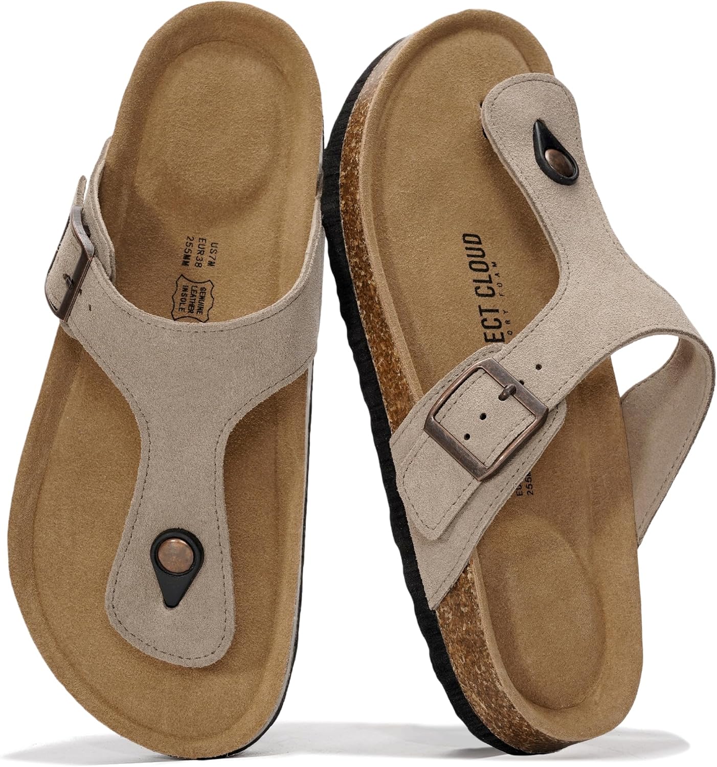 Project Cloud Womens Sandals 100% Genuine Leather Thong Sandals for Women – Memory Foam Insole Women Sandals – Non-Slip Flip Flops for Women – Lightweight Sandals Women Footwear 2026