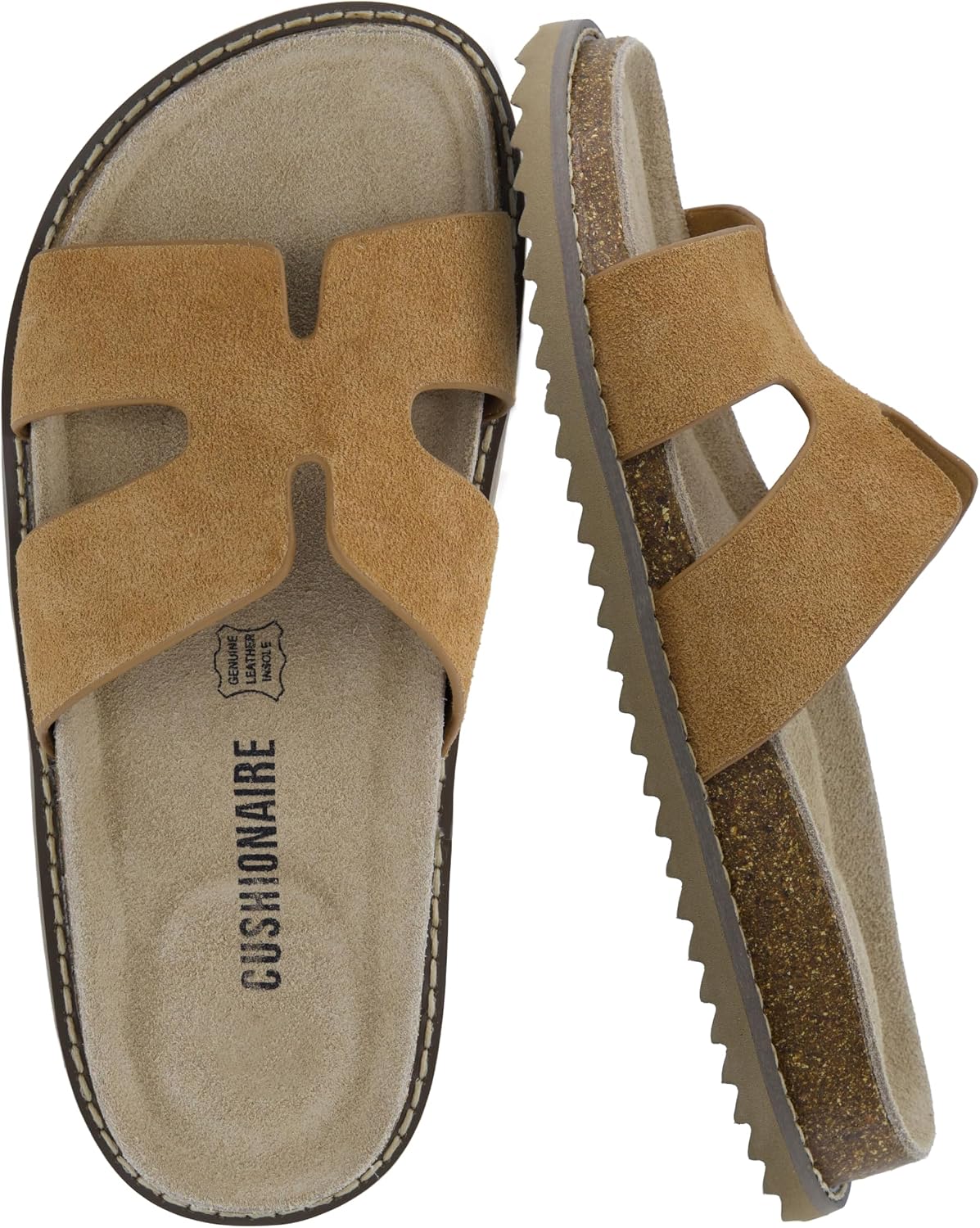 CUSHIONAIRE Women’s Wisdom Cutout Leather Slide Sandals