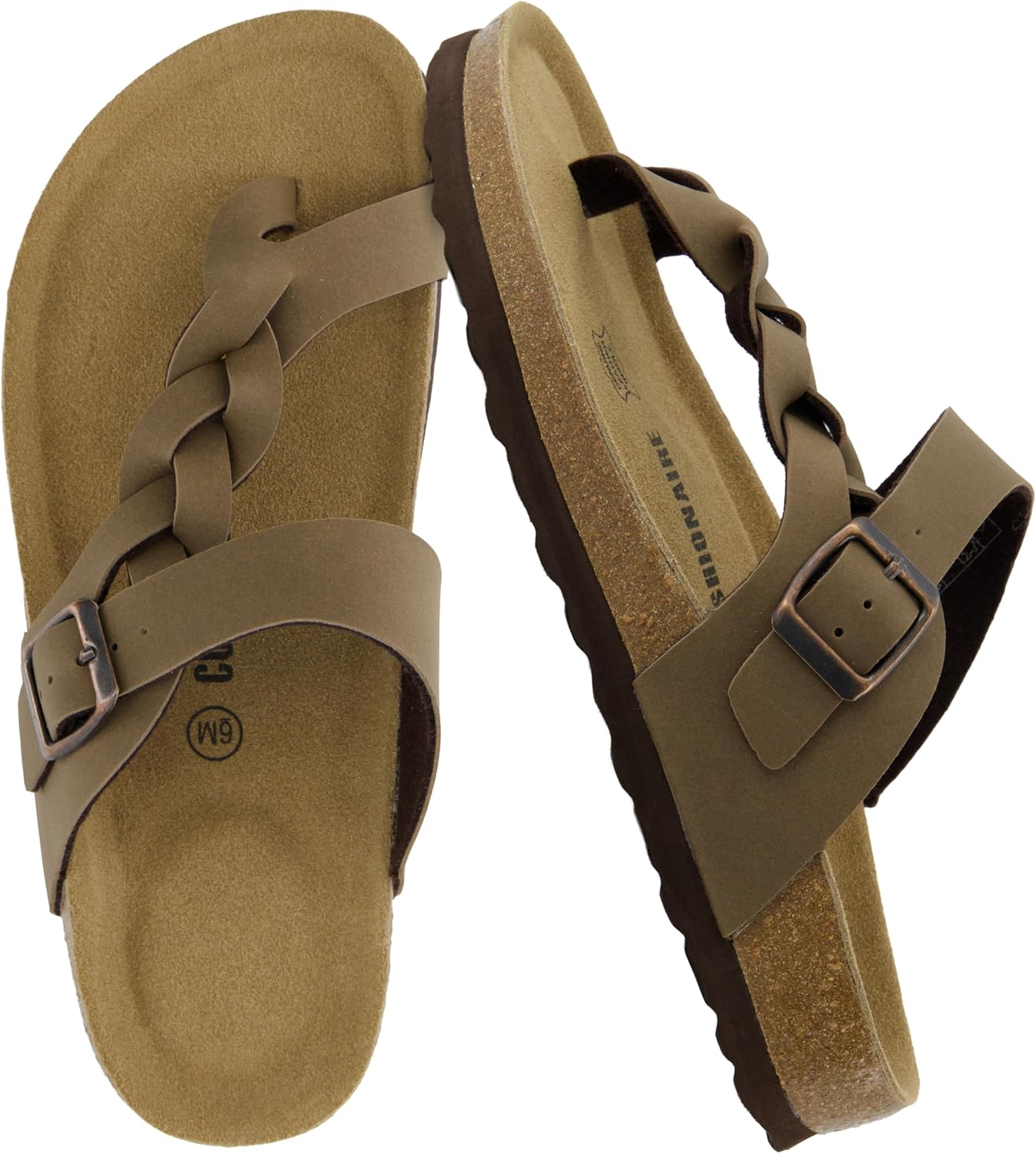 CUSHIONAIRE Women’s Libby Cork footbed Sandal with +Comfort and Wide Widths Available,