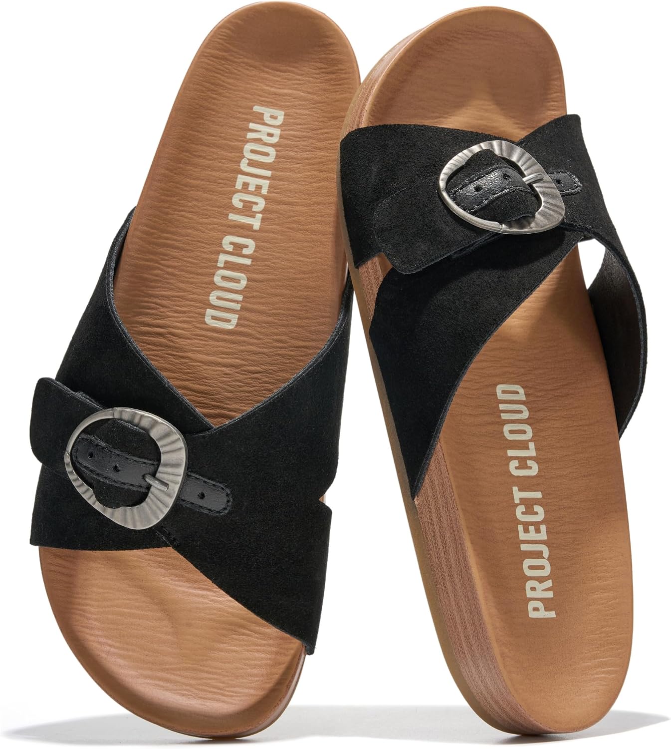 Project Cloud Womens Sandals – Adjustable Buckle Sandals for Women 2026 with Plush Insole – Lightweight & Non Slip Slides for Women Footwear
