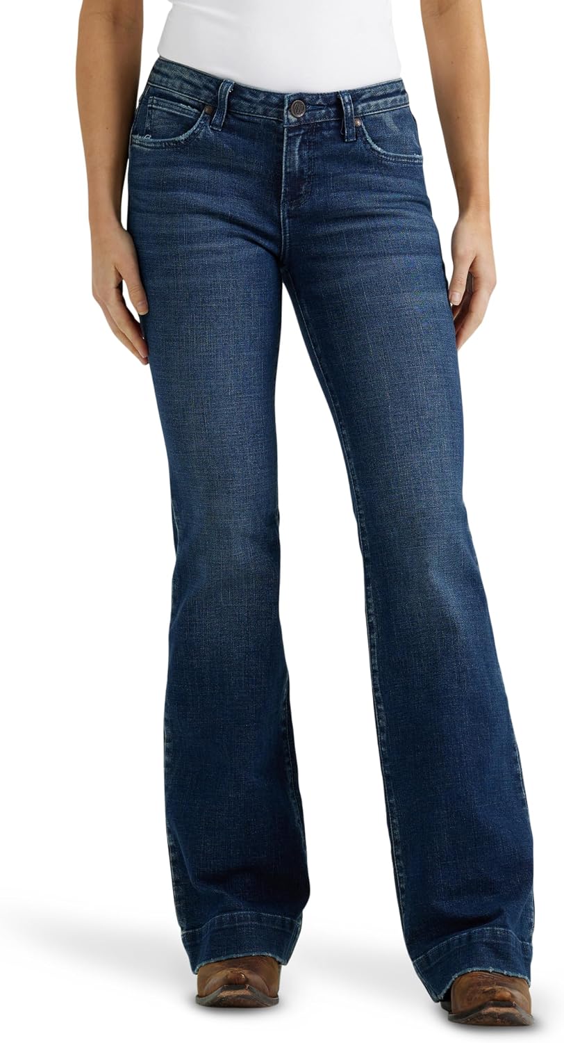 Wrangler Women’s Retro Mae Mid Rise Wide Leg Trouser Jean