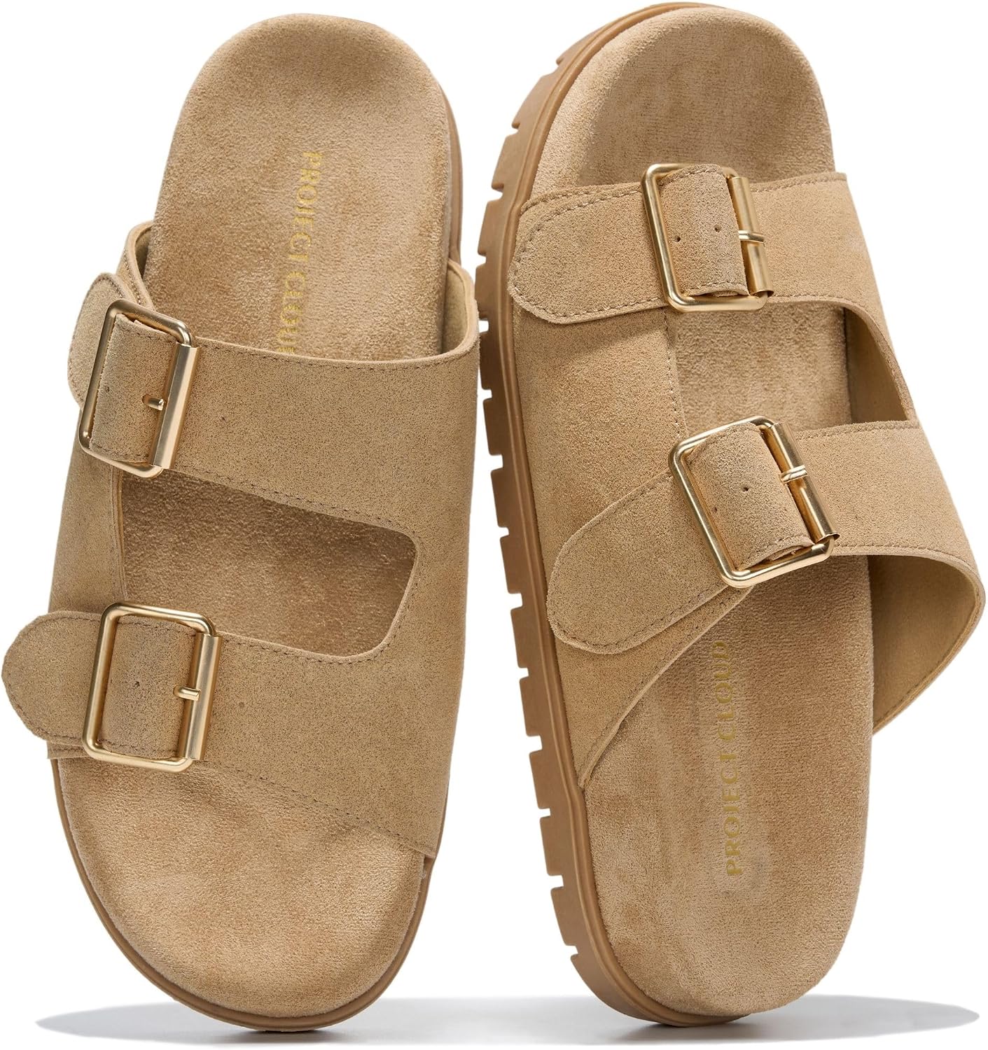 Project Cloud 100% Genuine Leather Womens Sandals Comfortable Plush & Soft Insole Sandals Women – Non-Slip Flat Sandals for Women 2026 – Lightweight Womens Slides
