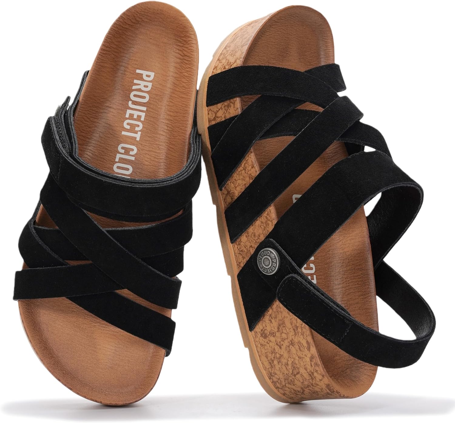 Project Cloud 100% Genuine Leather Platform Sandals Women – Strappy Wedges with Comfortable Plush Insole – Lightweight & Non Slip Wedge Sandals for Women 2026 (Pacifica)