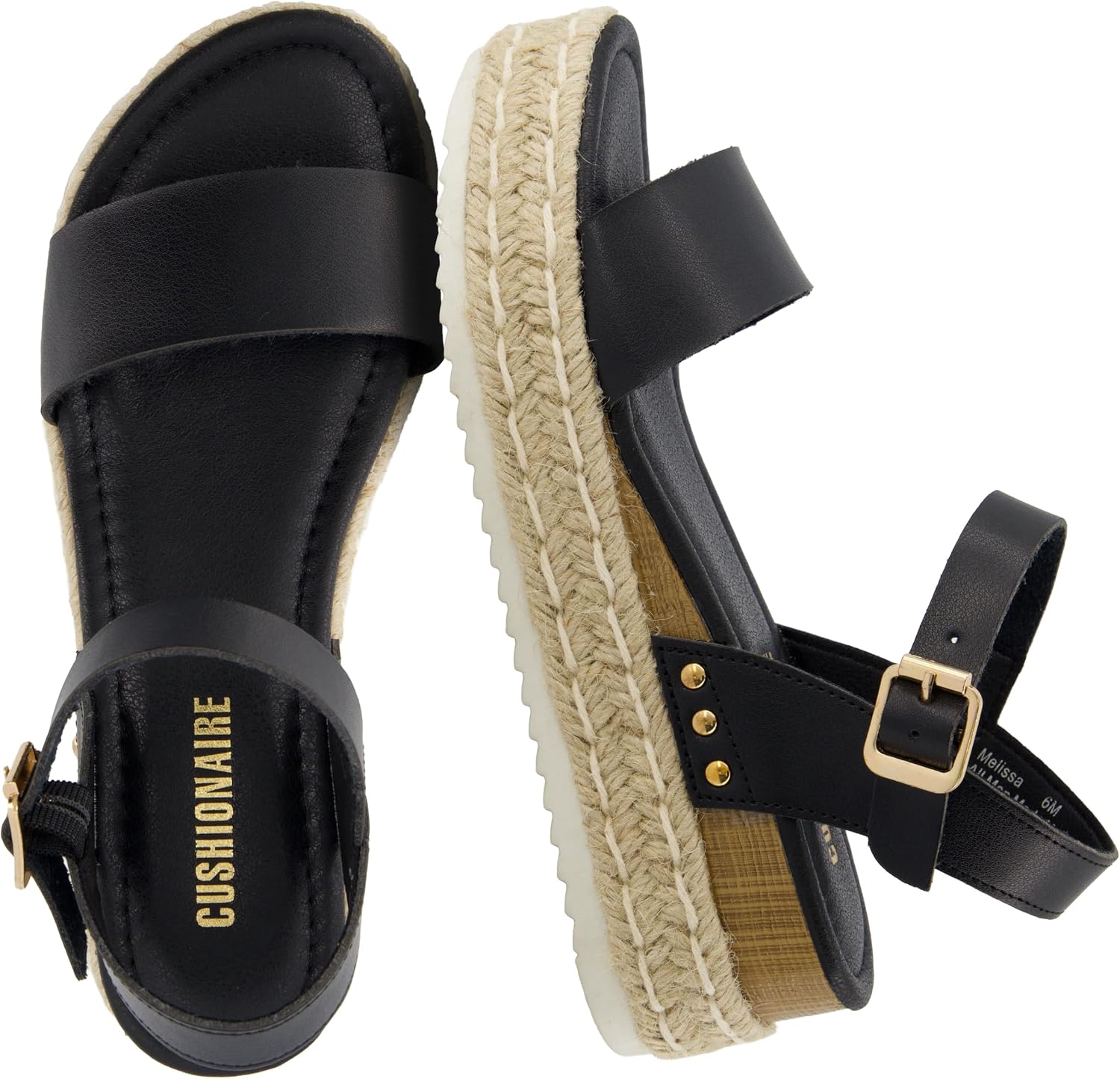 CUSHIONAIRE Melissa Espadrille Platform Sandals For Women with Adjustable Ankle Strap and Memory Foam Insole-Comfortable Womens Sandals for Summer