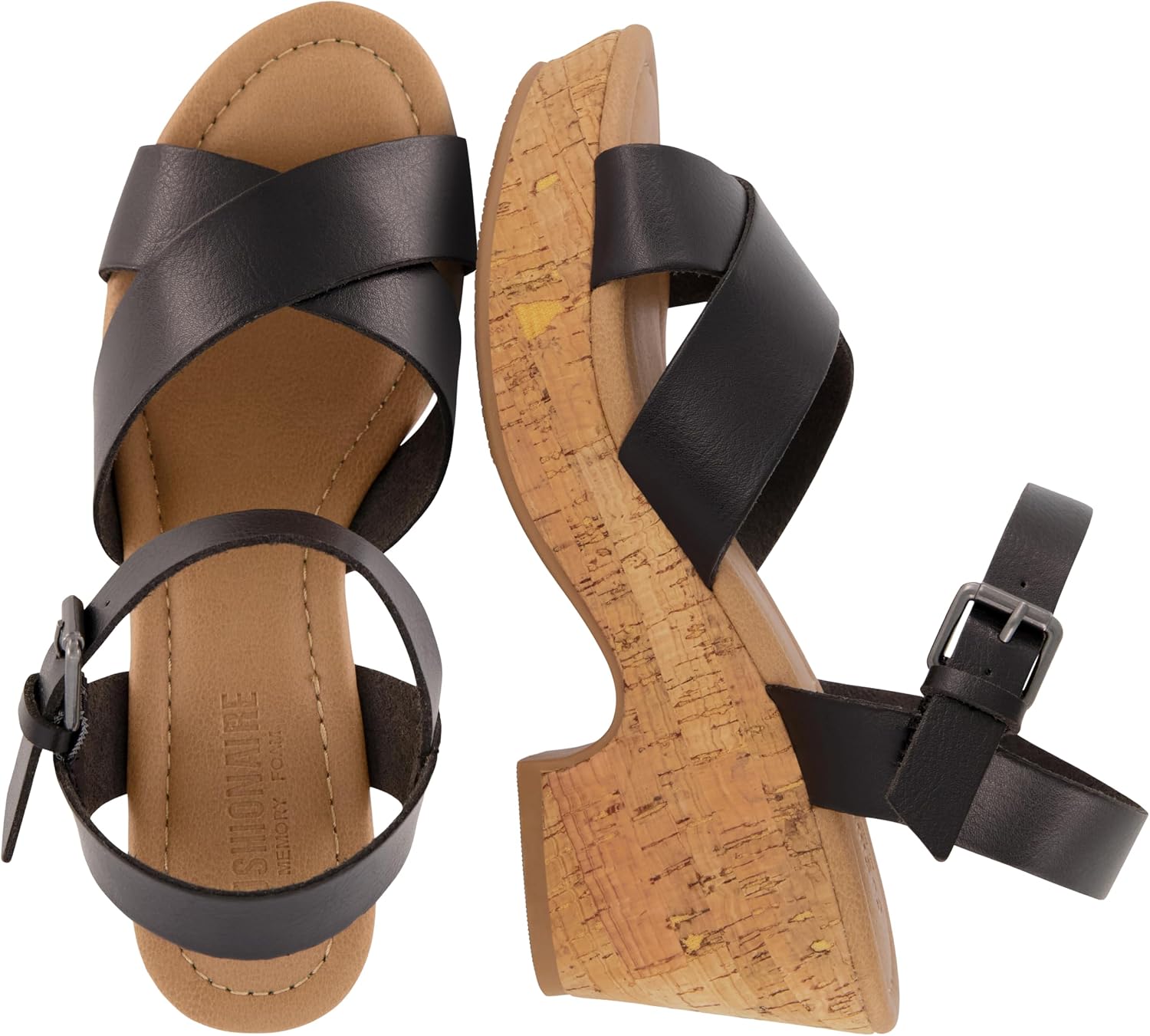 CUSHIONAIRE Women’s Rosie Cork Wedge Sandal +Memory Foam