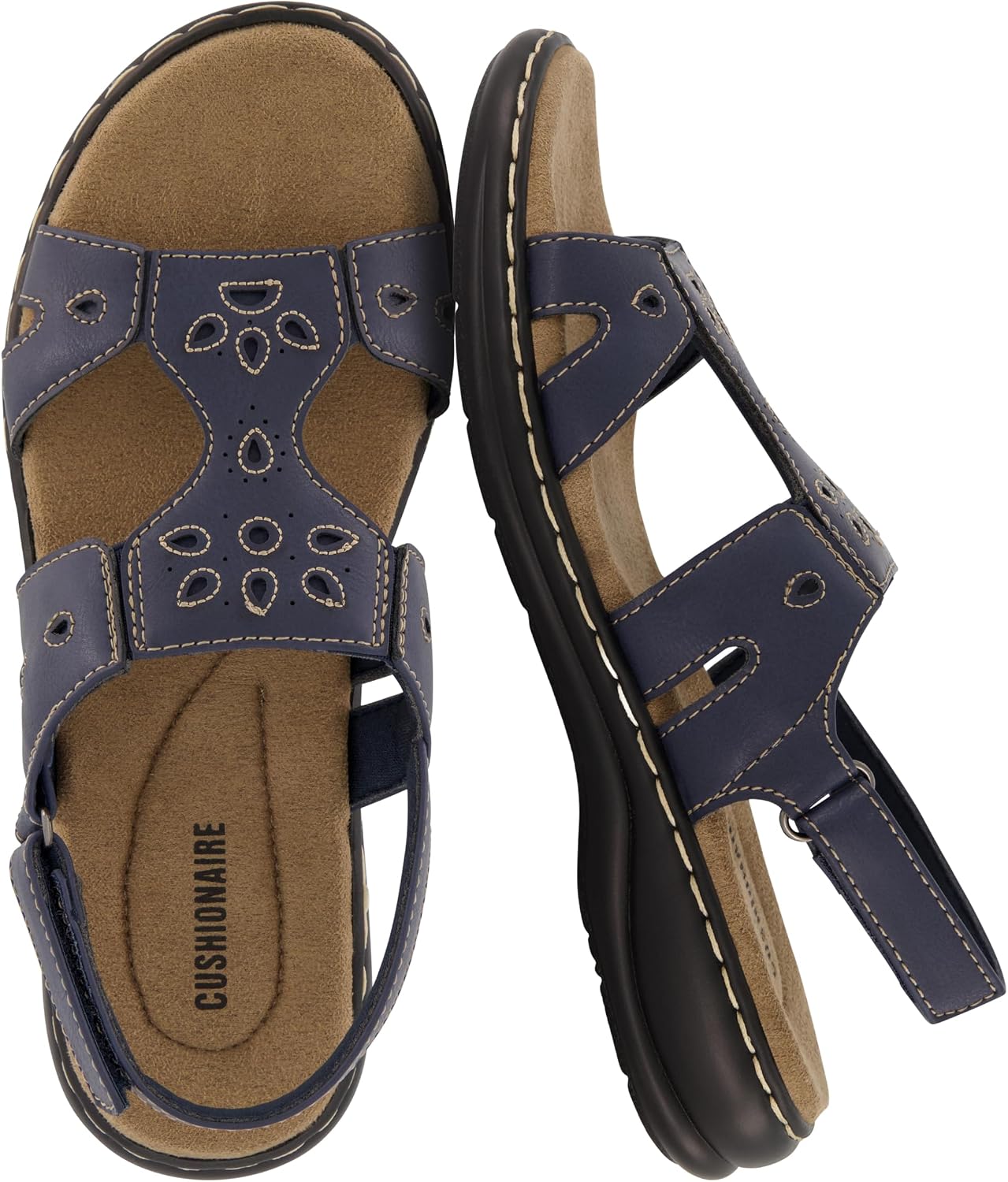 CUSHIONAIRE Briar Comfortable Womens Sandals, Flat Adjustable Slingback Sandals for Women