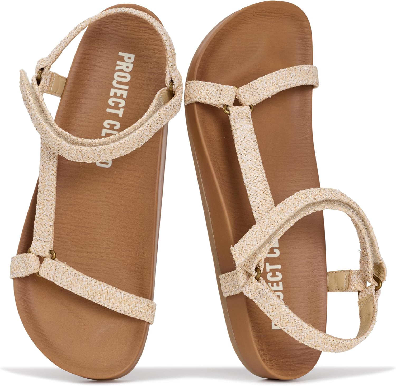 Project Cloud Sandals for Women 2026 – Strappy Adjustable Womens Sandals with Plush Insole – Lightweight & Non Slip Women Footwear – Everyday Wear Womens Slides (Brandy)