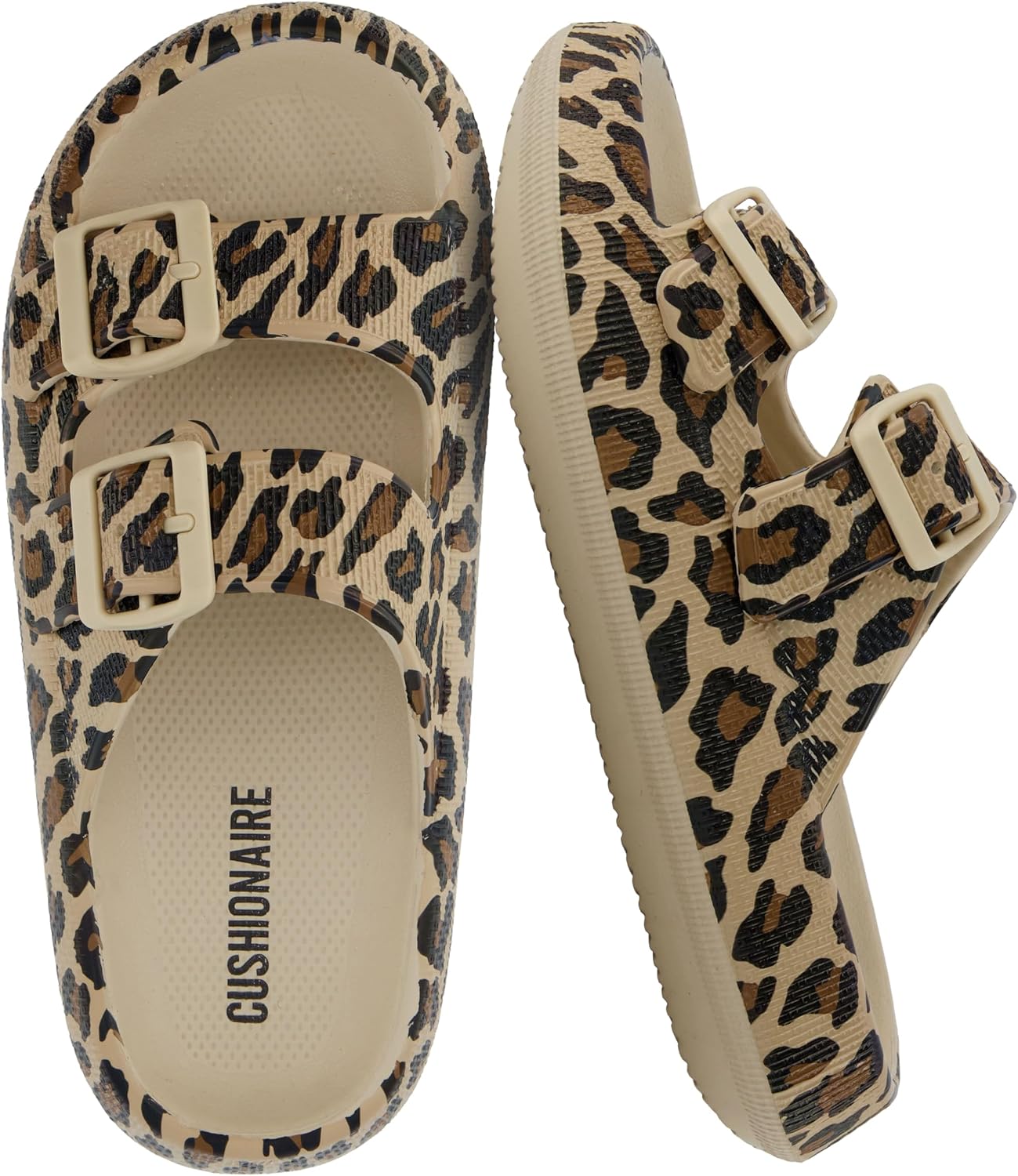 CUSHIONAIRE Fame Pillow Recovery Sandals for Women, Adjustable Double Buckle Waterproof EVA Cloud Slides for Women