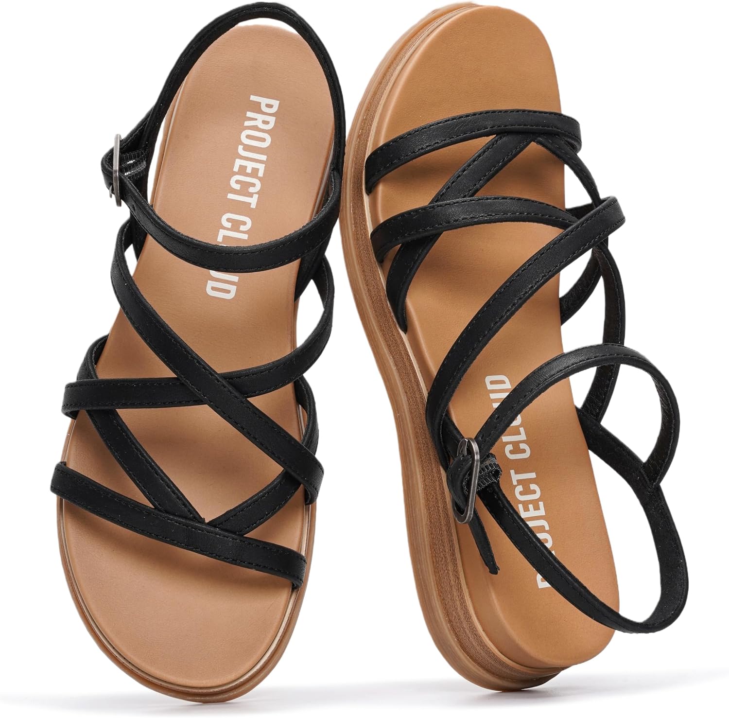 Project Cloud Wedge Sandals for Women 2026 – Comfortable Soft & Plush Insole Strappy Womens Sandals with Lightweight and Non-Slip Durable Outsole (NICE)