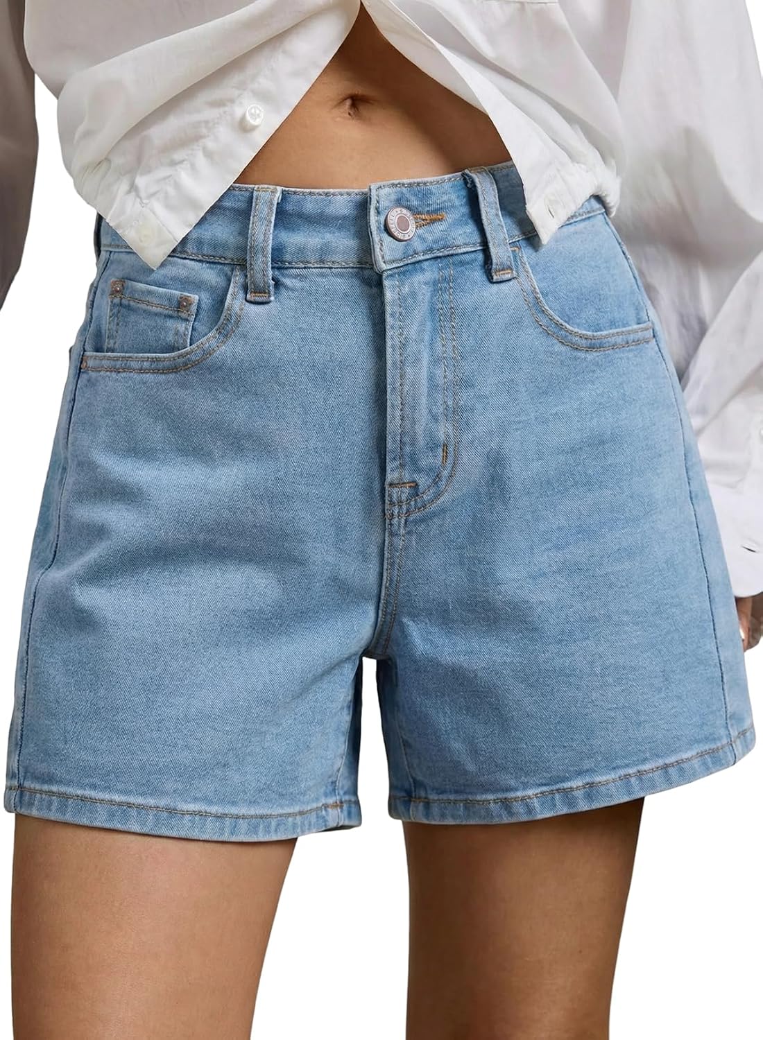 Sidefeel Women’s Jean Shorts High Waisted Stretchy Casual Side Seam Denim Shorts