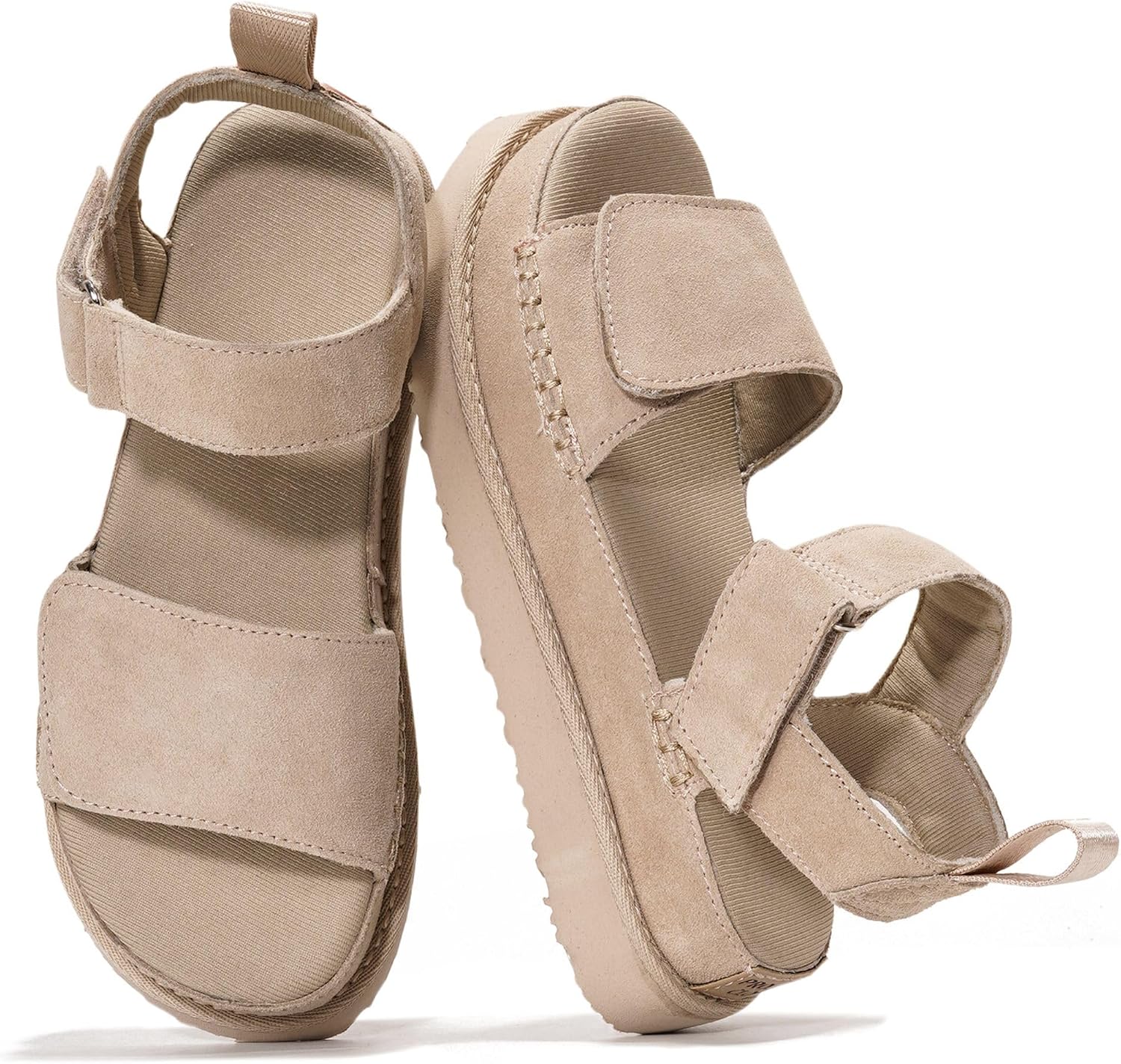 Project Cloud 100% Genuine Leather Platform Sandals For Women – Memory Foam Insole Slip Resistant Chunky Womens Sandals with adjustable straps – Wedge Sandals for Women 2026 (Bronzestar)