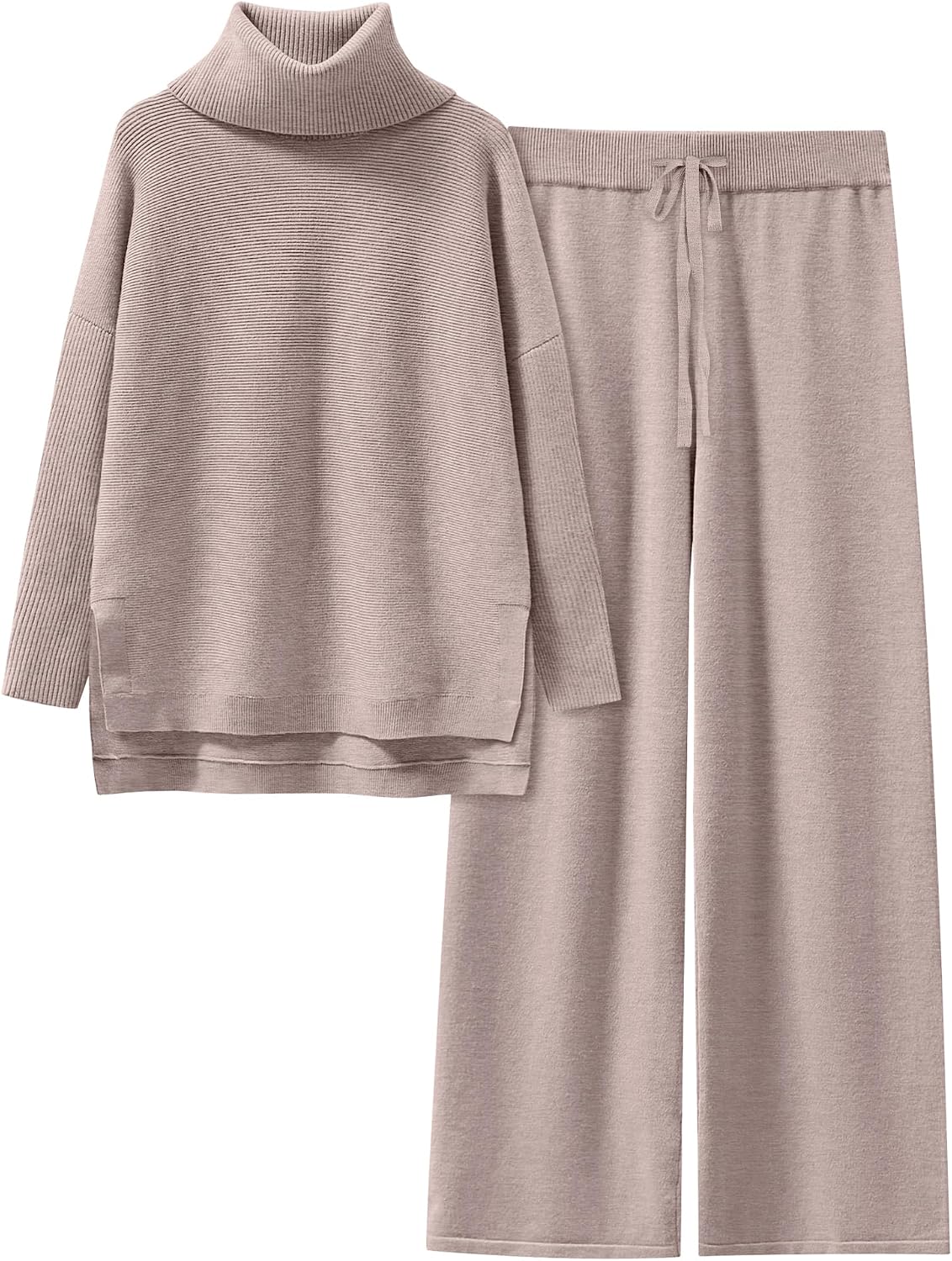 ANRABESS Women’s Oversized Turtleneck Sweater Sets | Soft Comfy Warm Lounge Set, 2 Piece Outfits Pullover Top & Wide Leg Pants, Casual Travel Sweatsuit, Fall Winter Daily Wear
