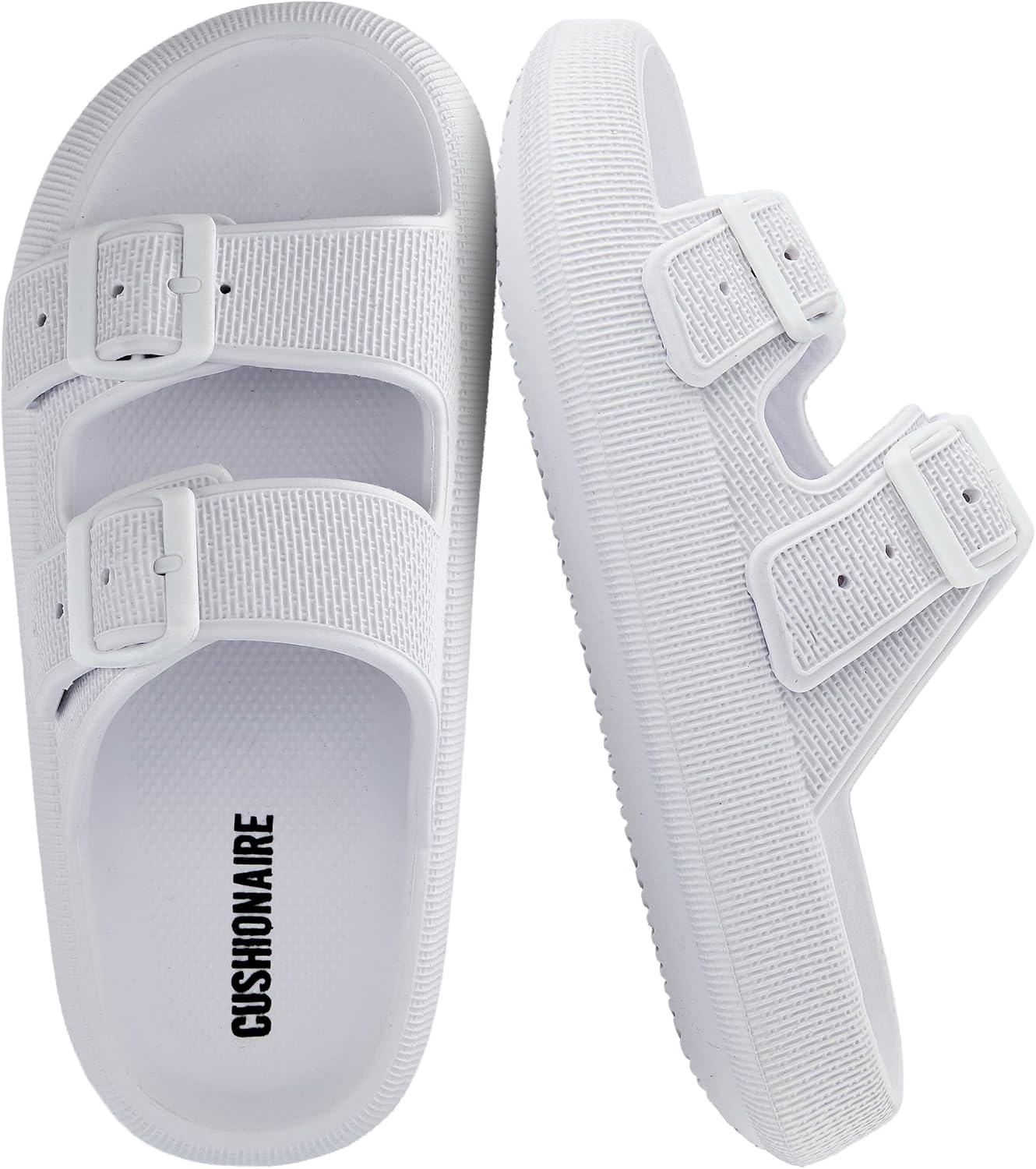 CUSHIONAIRE Fame Pillow Recovery Sandals for Women, Adjustable Double Buckle Waterproof EVA Cloud Slides for Women