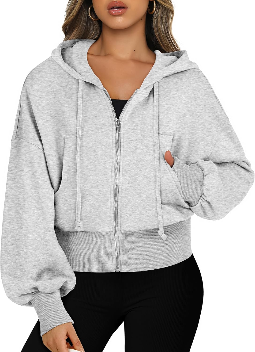 ANRABESS Women’s Zip Up Hoodie Cropped Sweatshirt | Soft Comfy Casual Jacket, Workout & Daily Wear, Cute Y2K Clothes, Fall Spring Transition Outfits