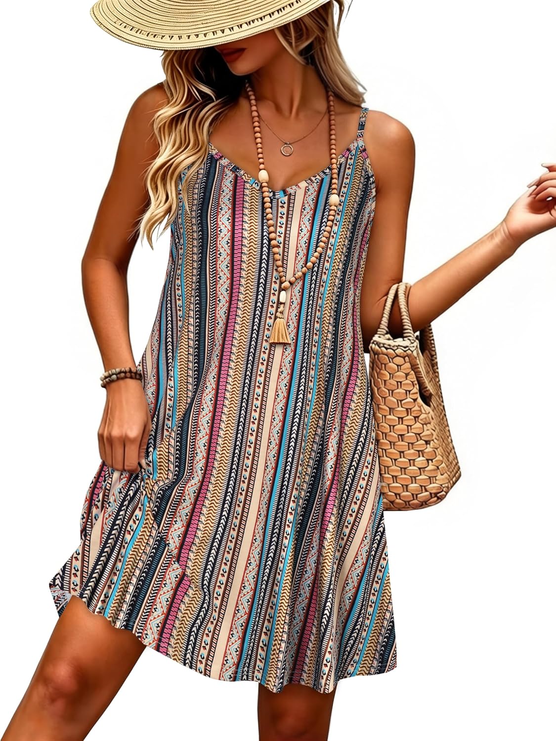 JOELLYUS Womens Spaghetti Strap Dress Summer Dresses Beach Cover Ups Casual Sundresses with Pockets 2026