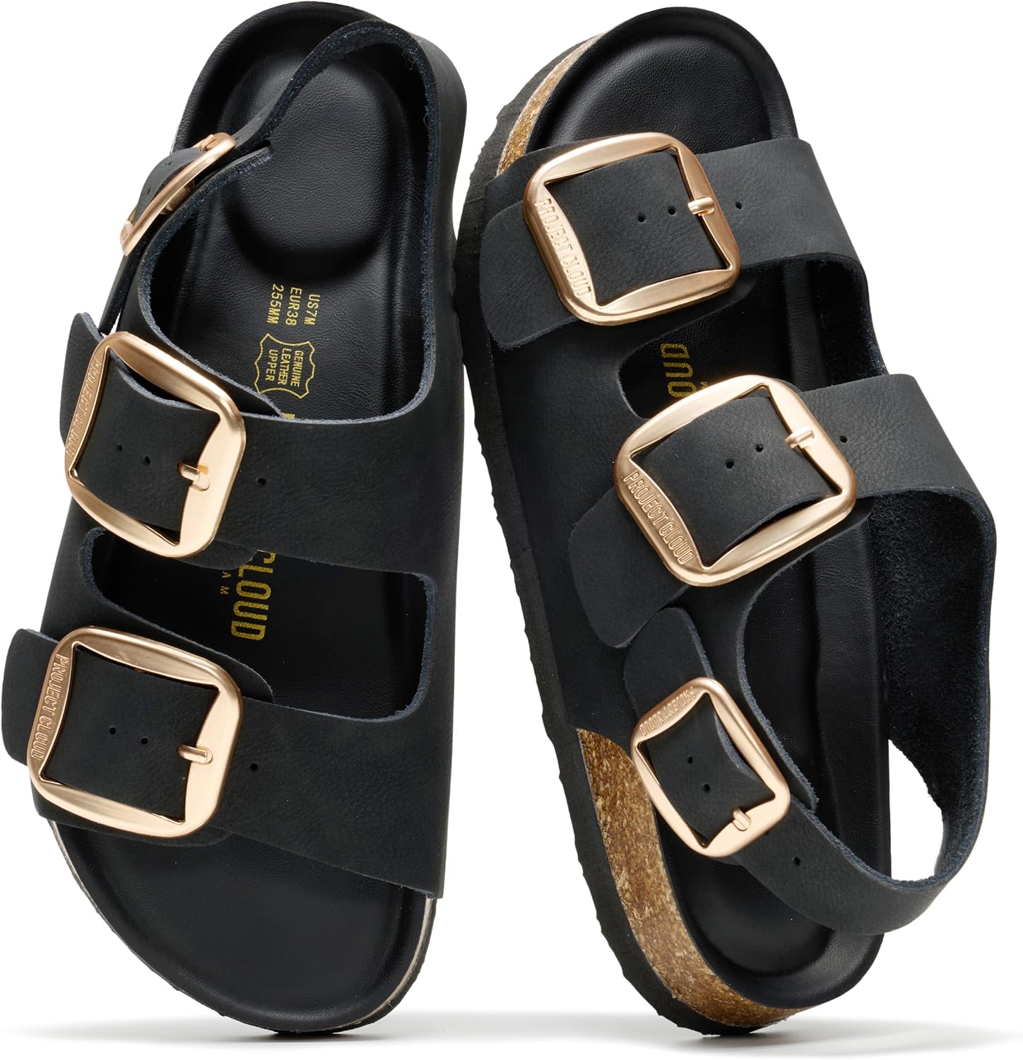 Project Cloud 100% Genuine Leather Beach Sandals for Women 2026 with Lightweight & Comfortable Slides for Women – Non Slip with Memory Foam Slingback Womens Sandals 2026 (Garda)