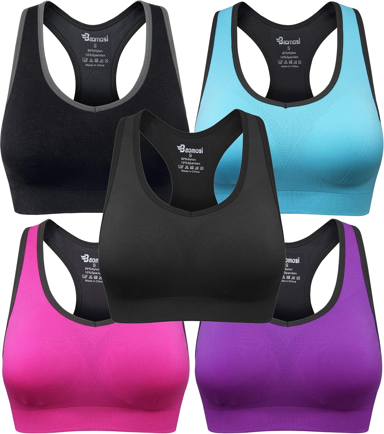 Women’s Seamless Racerback Sports Bra High Impact Support Yoga Gym Workout Fitness
